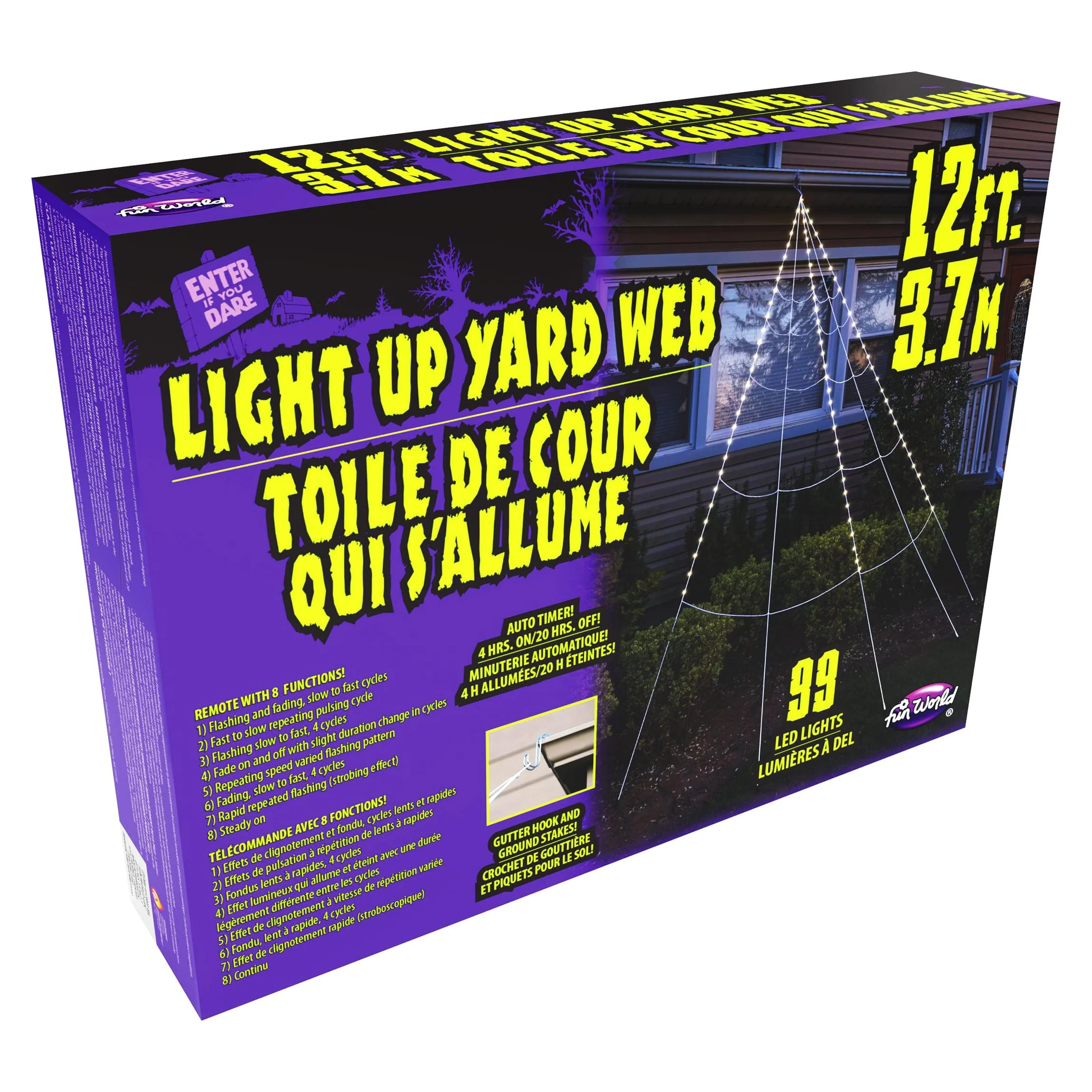 Super 12 Foot Light Up 99 LED Yard Web Halloween Decor - Image 3