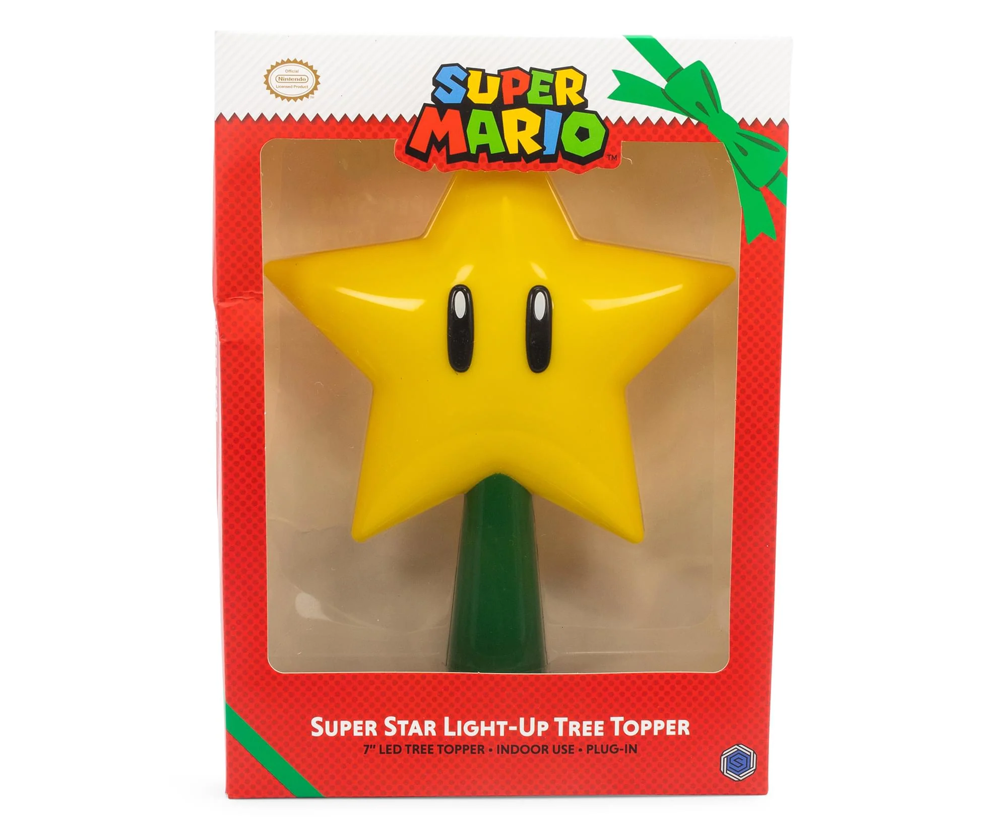 Super Mario Bros. 7-Inch Super Star Light-Up Holiday Tree Topper Decoration - Image 2