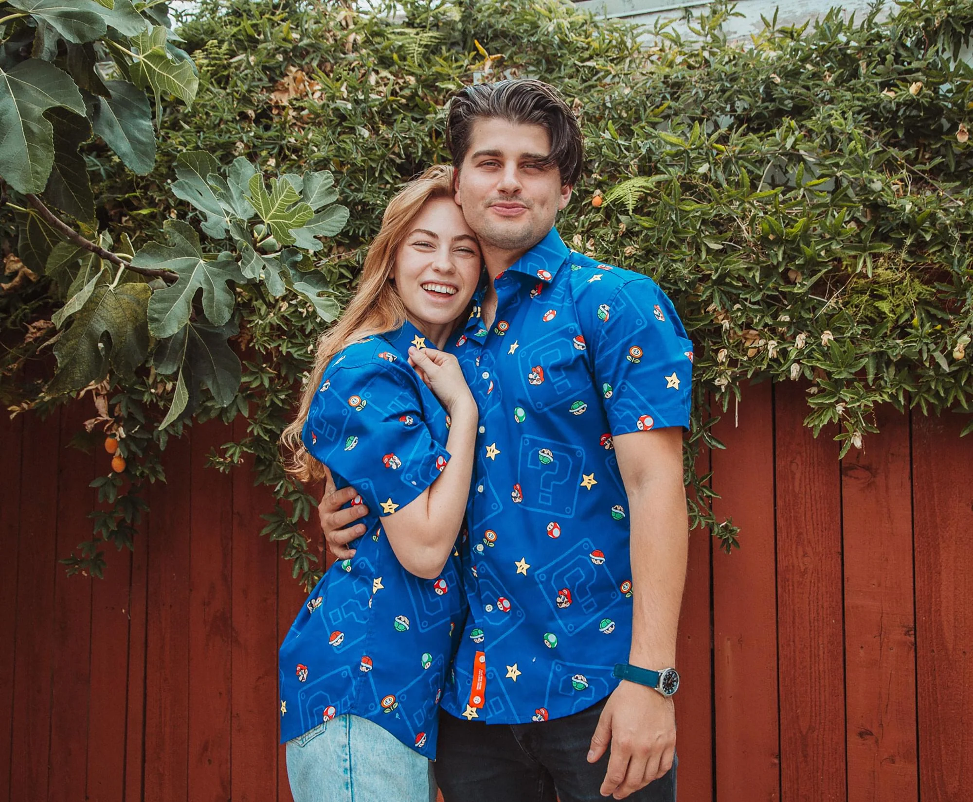 Super Mario Bros. Icons Navy Button-Up Short Sleeve Adult Shirt - Image 5