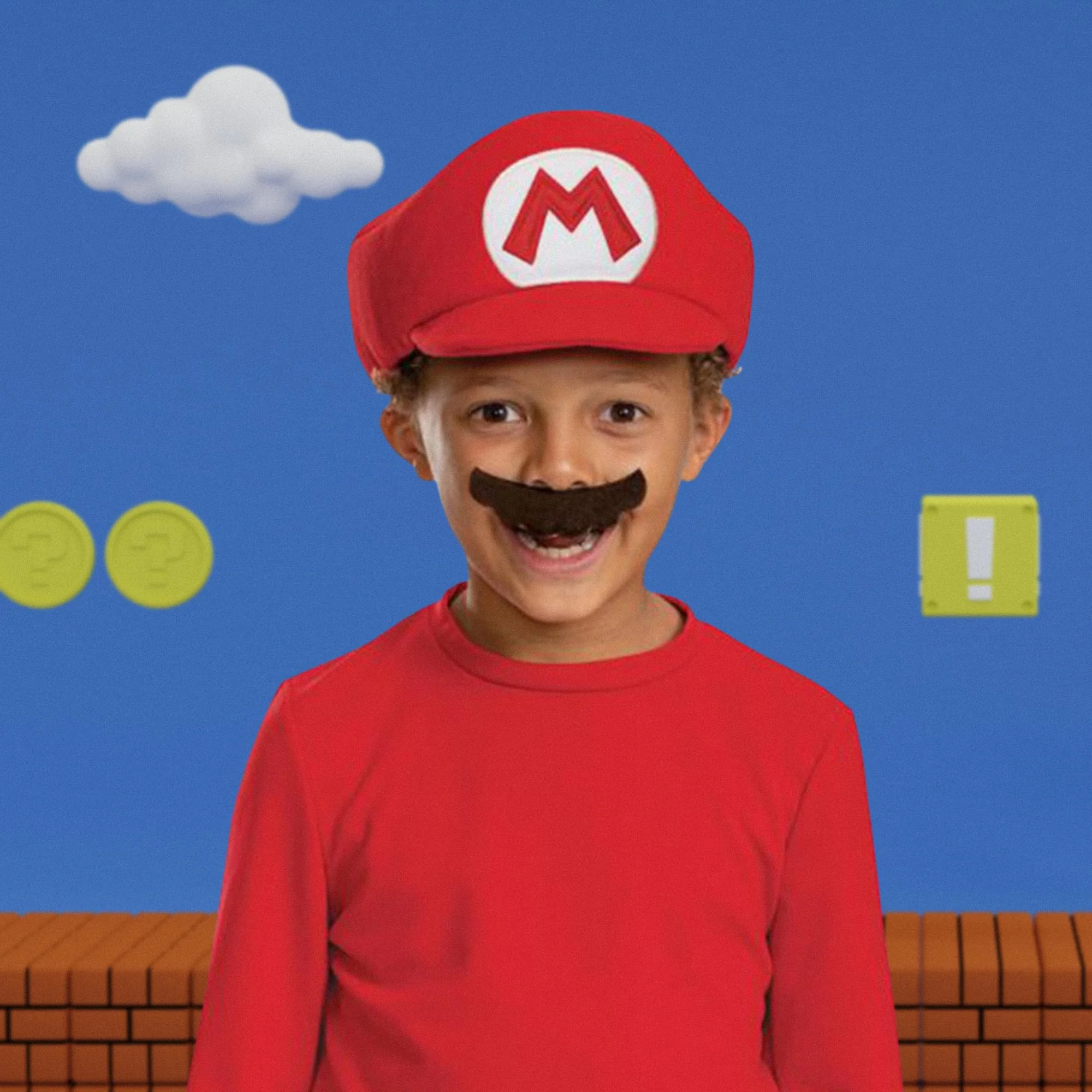 Super Mario Bros. Mario Hat and Mustache Child Costume Kit - Image 2