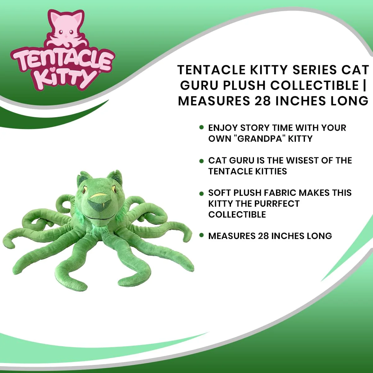 Tentacle Kitty Series Cat Guru Plush Collectible | Measures 28 Inches Long - Image 7