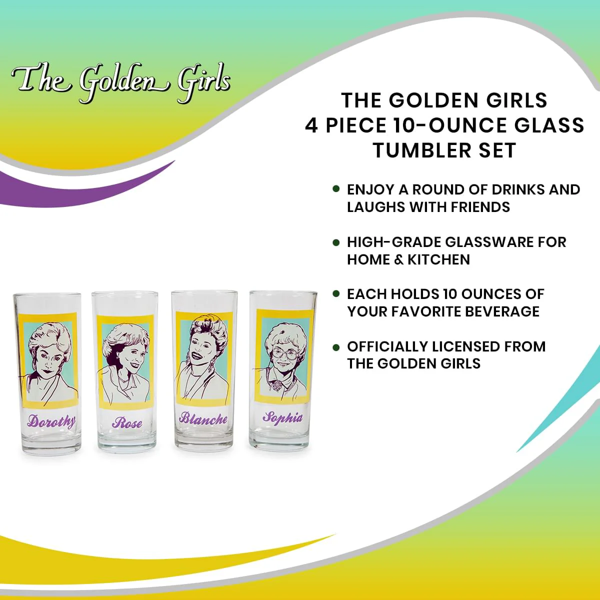 The Golden Girls 4 Piece 10-Ounce Glass Tumbler Set - Image 7