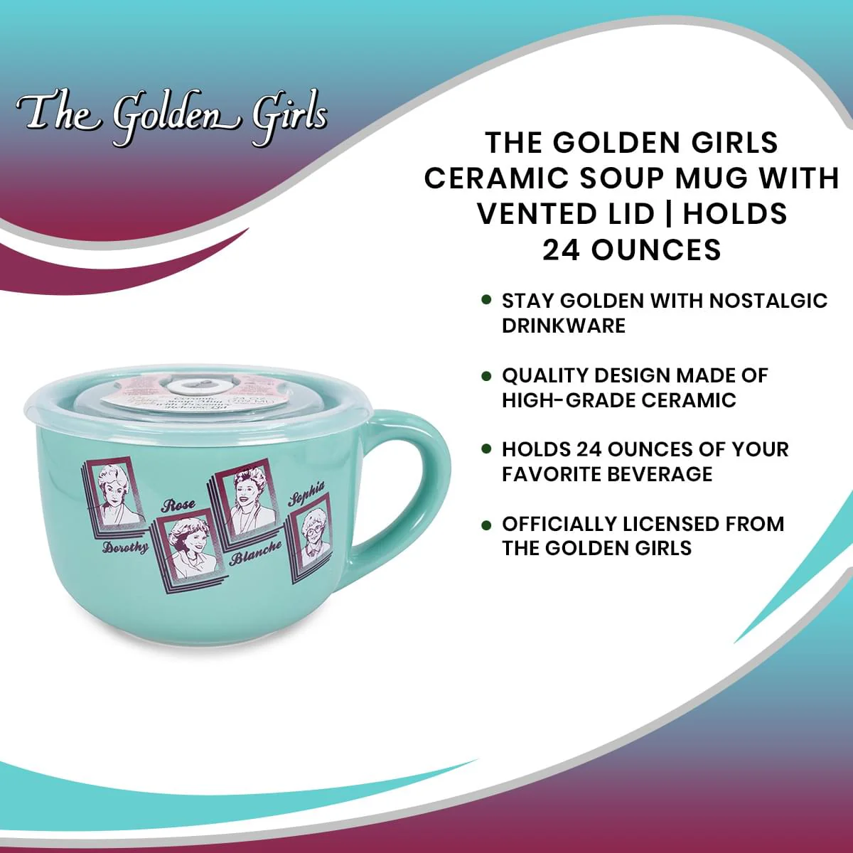 The Golden Girls Ceramic Soup Mug with Vented Lid | Holds 24 Ounces - Image 7