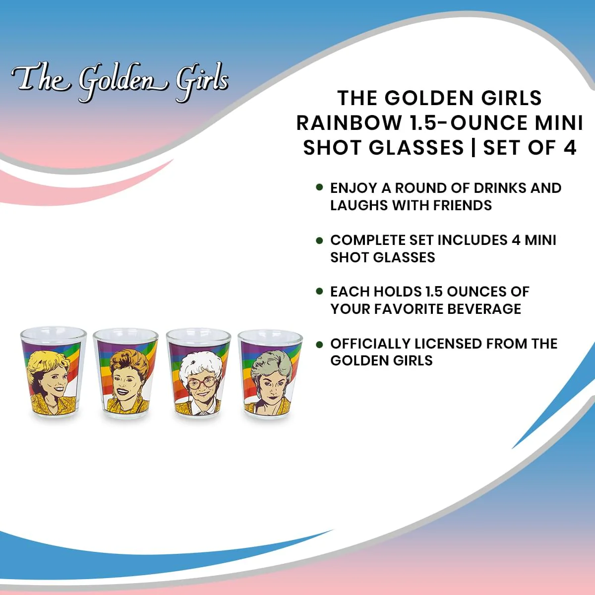 The Golden Girls Rainbow 1.5-Ounce Mini Glasses | Set of 4 - Image 7