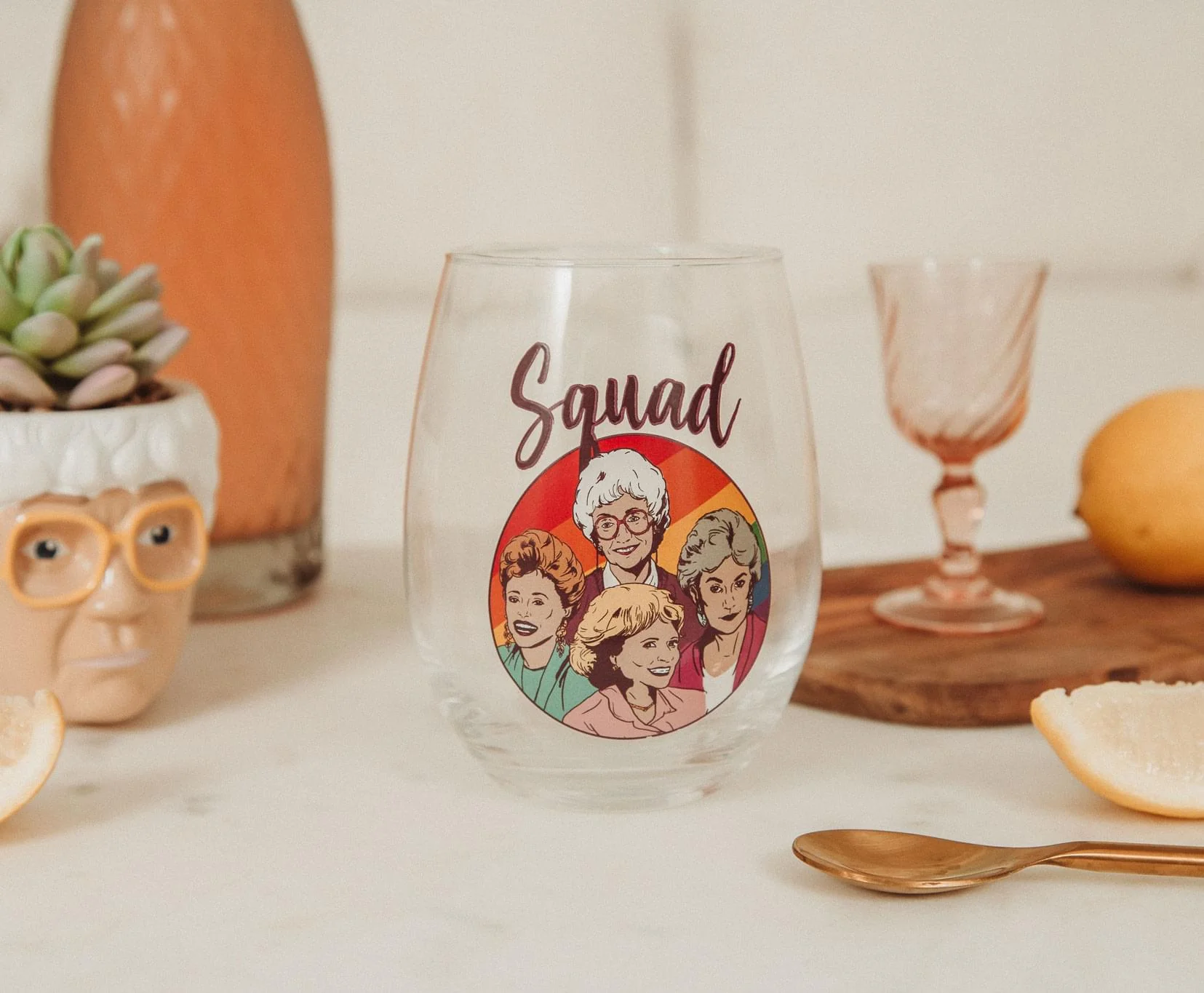 The Golden Girls Rainbow "Squad" Teardrop Stemless Wine Glass | Holds 20 Ounces - Image 2