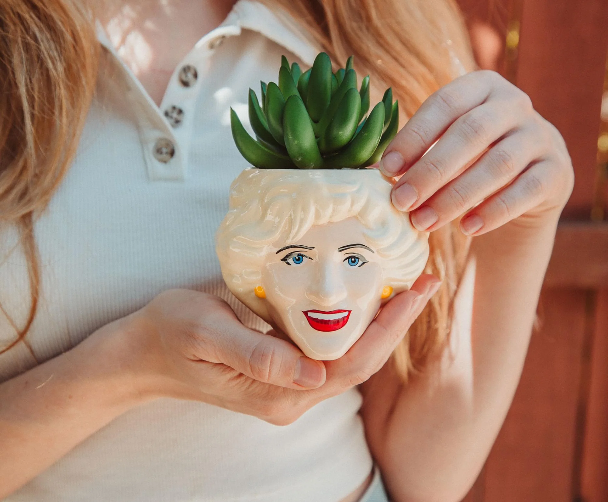 The Golden Girls Rose 3-Inch Ceramic Mini Planter With Artificial Succulent - Image 4