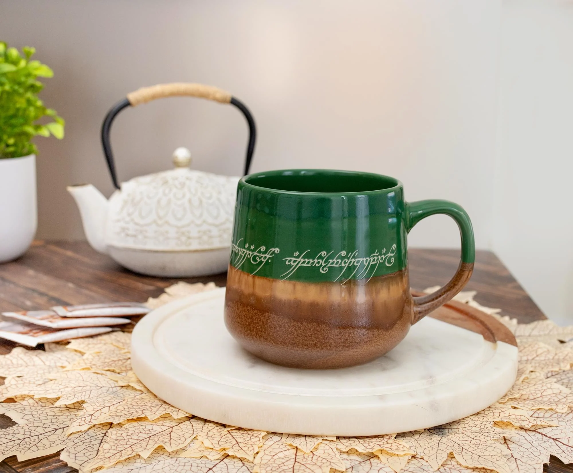 The Lord Of The Rings Elven Text Tapered Ceramic Pottery Mug | Holds 14 Ounces - Image 4
