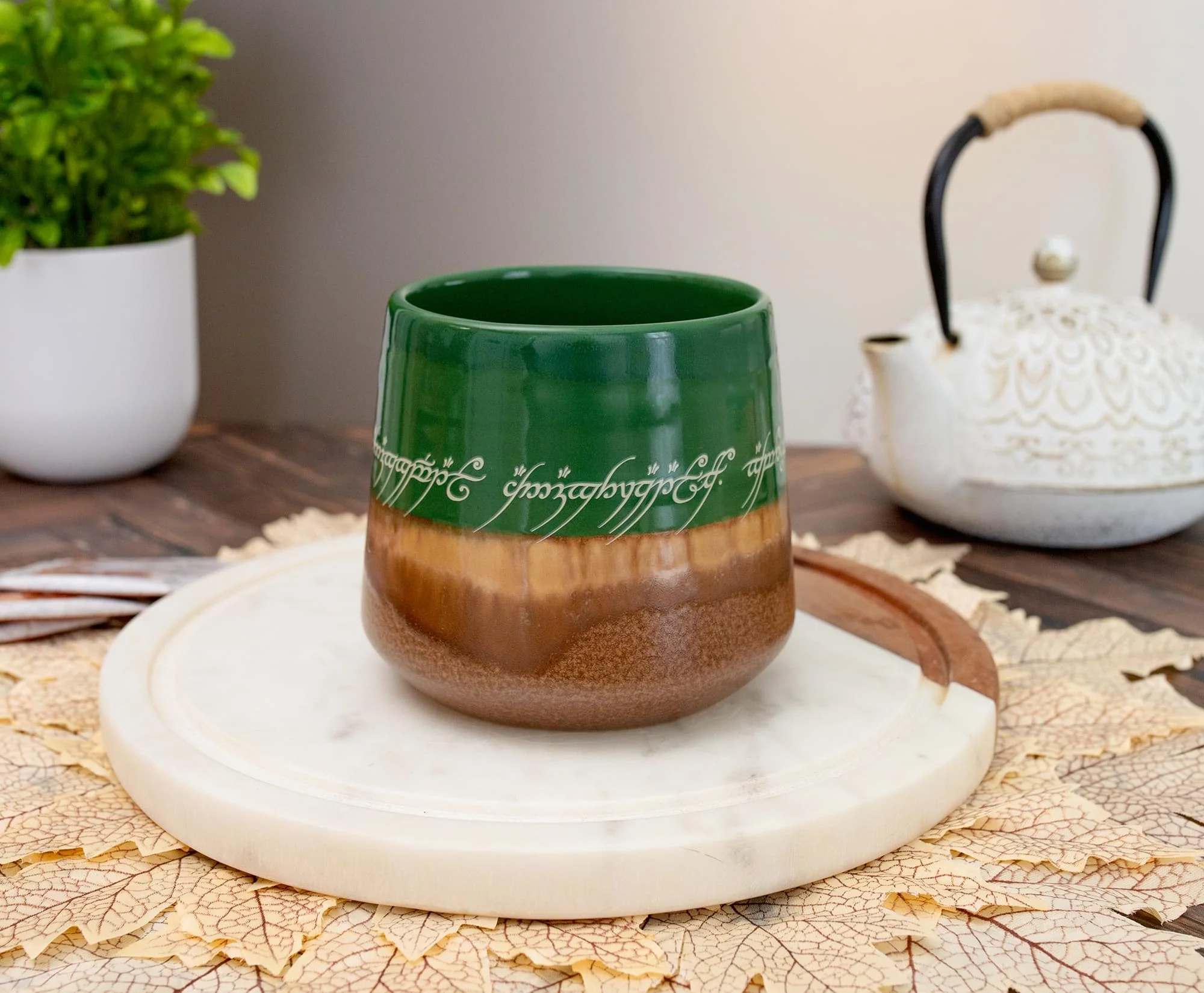 The Lord Of The Rings Elven Text Tapered Ceramic Pottery Mug | Holds 14 Ounces - Image 5