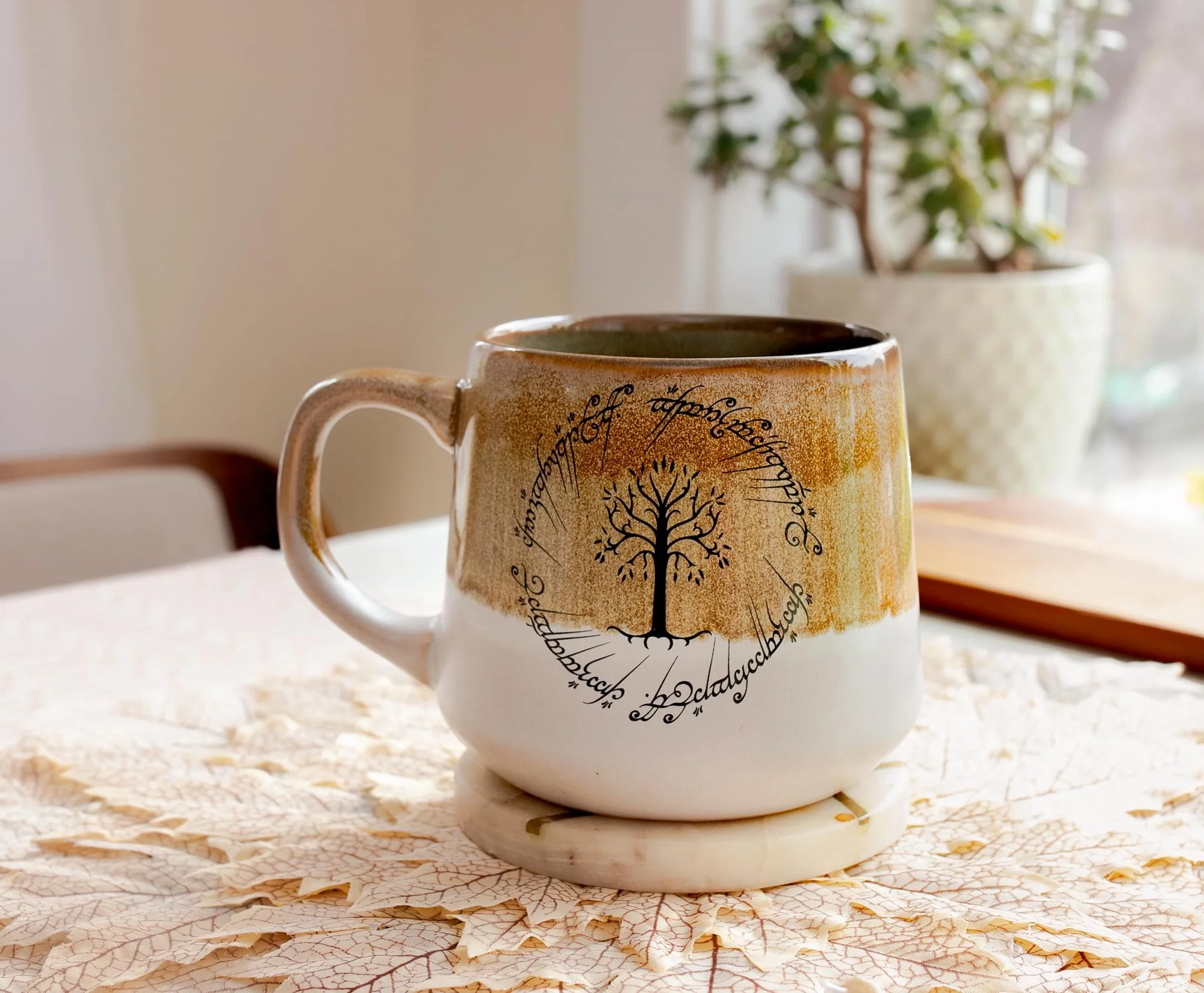 The Lord Of The Rings Elven Text Tapered Ceramic Pottery Mug | Holds 18 Ounces - Image 5