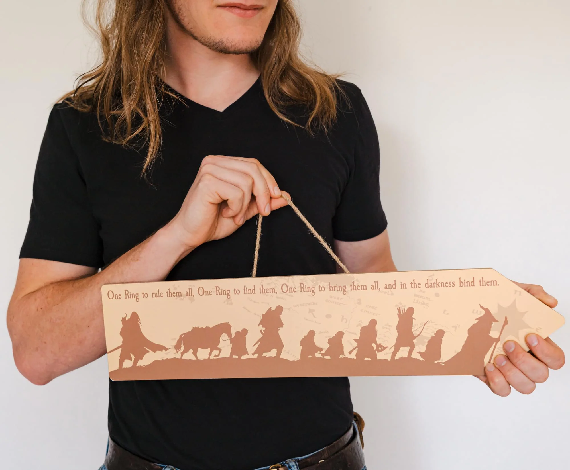 The Lord Of The Rings The Fellowship Framed Wooden Sign | 20 x 5 Inches - Image 4