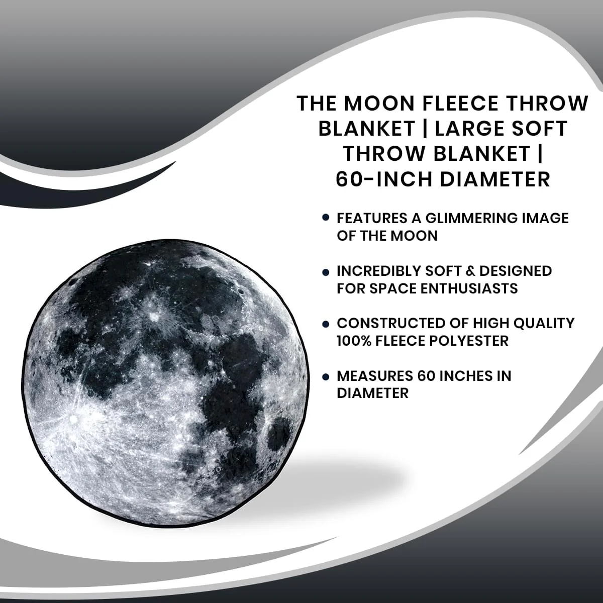 The Moon Fleece Throw Blanket | Large Soft Throw Blanket | 60-Inch Diameter - Image 7