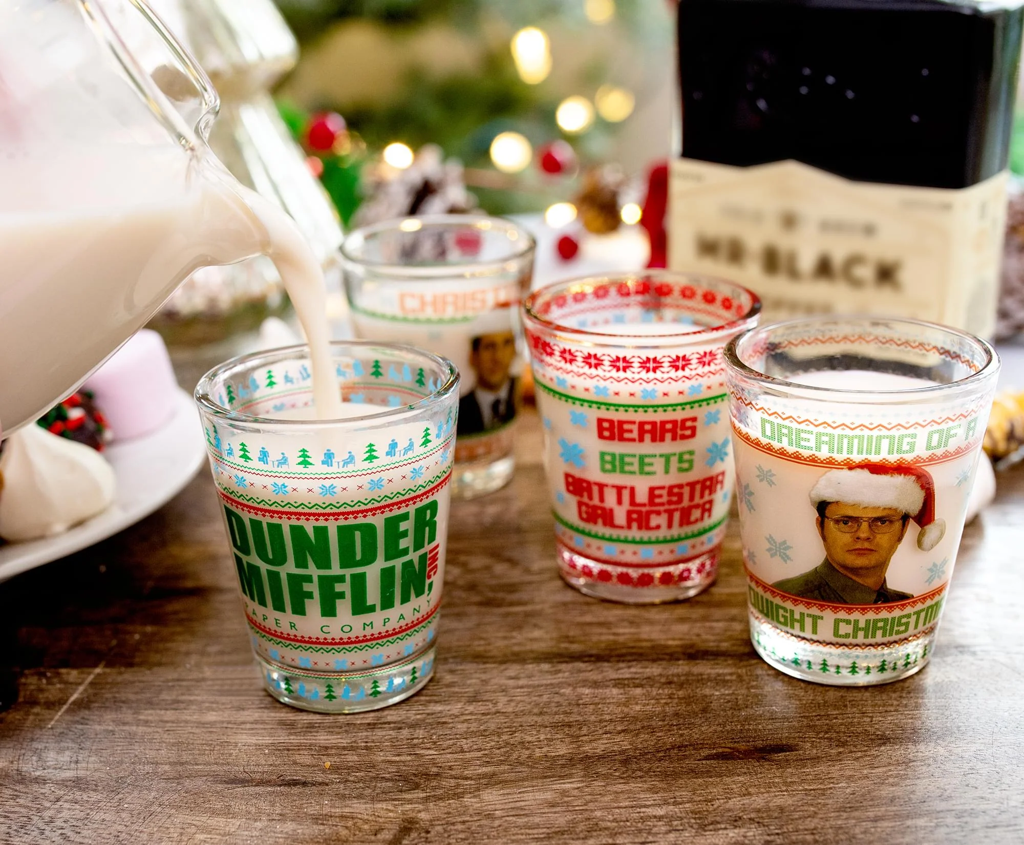 The Office Dunder Mifflin Holiday 2-Ounce Mini Shot Glasses | Set of 4 - Image 6