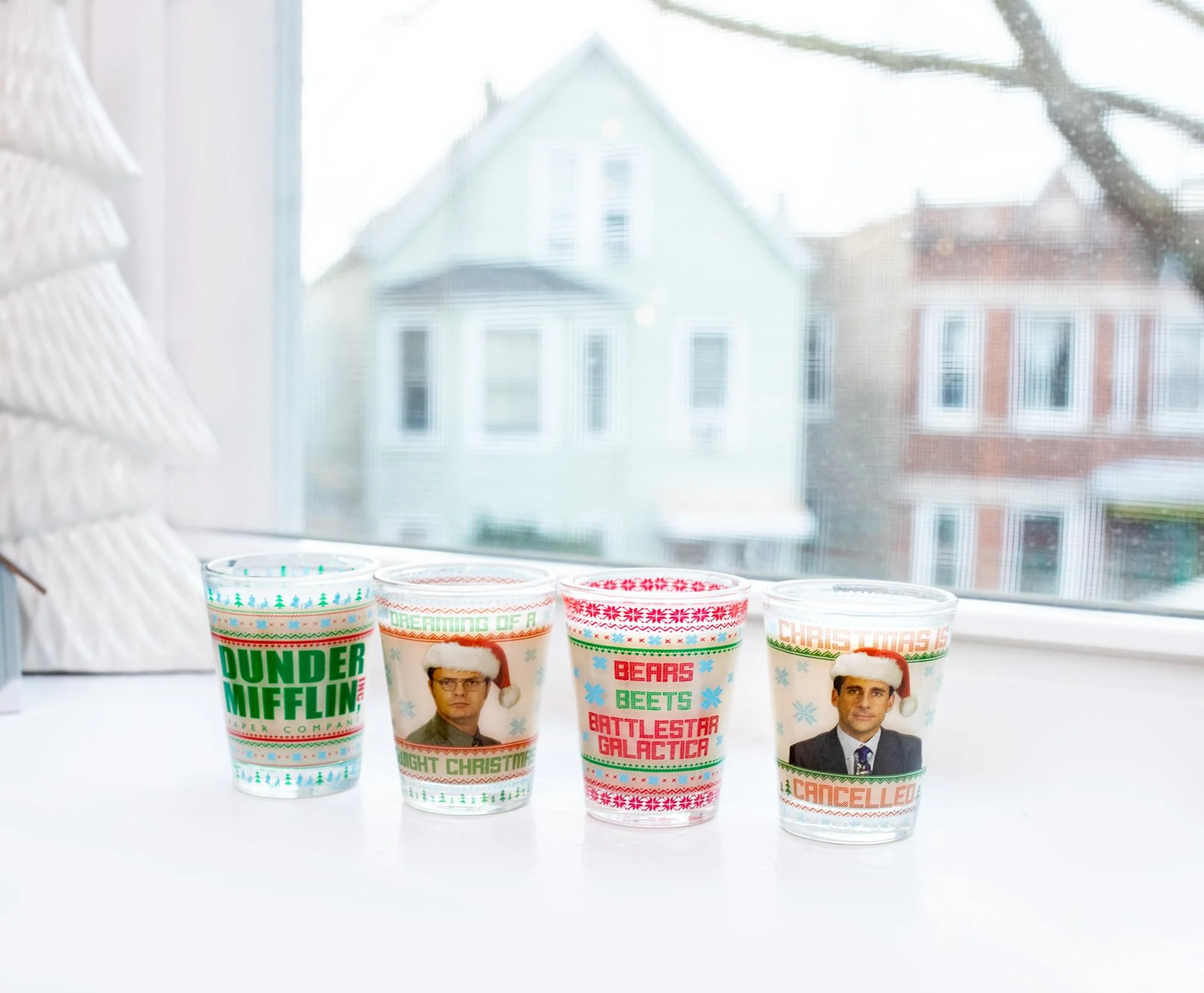 The Office Dunder Mifflin Holiday 2-Ounce Mini Shot Glasses | Set of 4 - Image 8