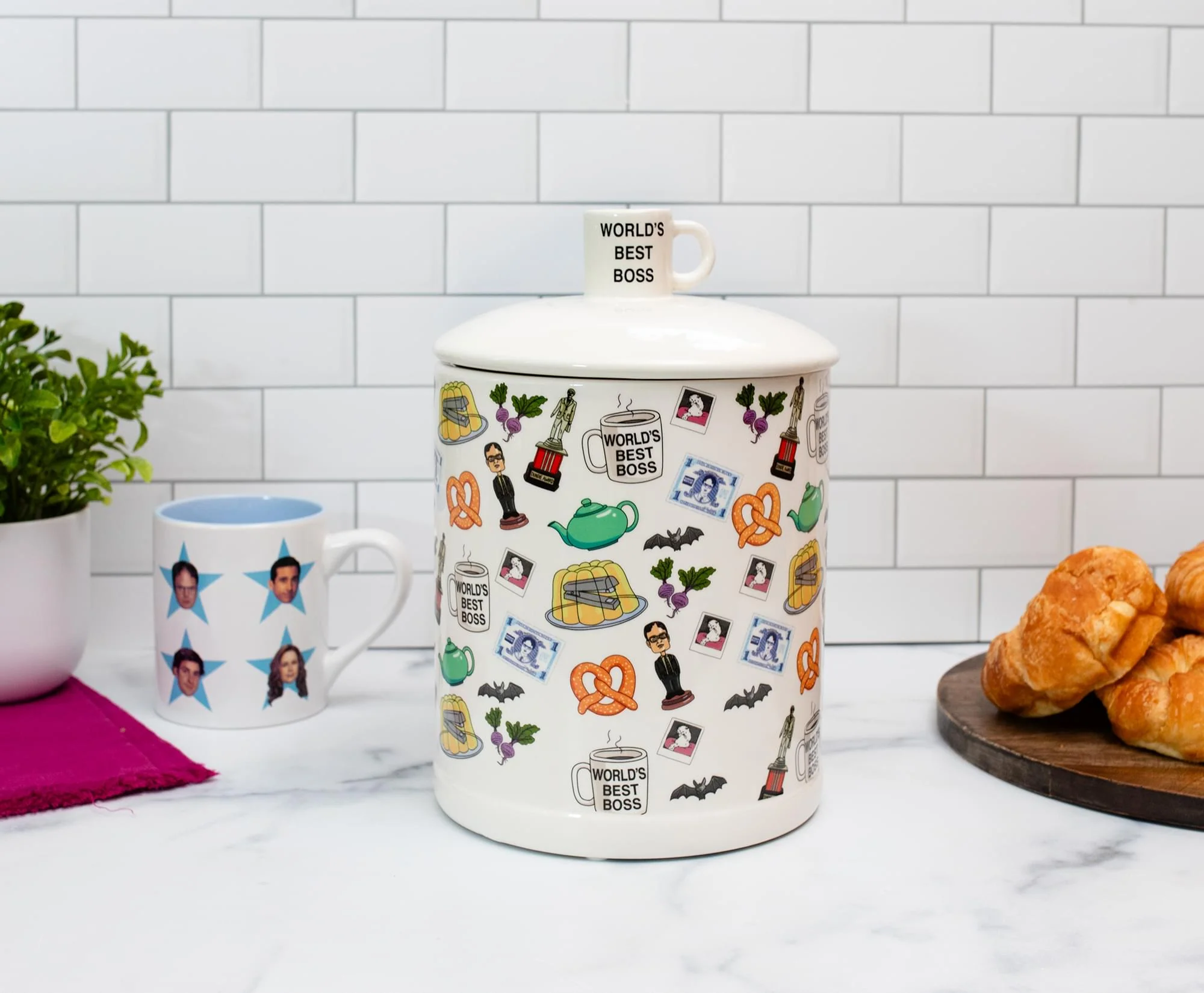 The Office Icons Ceramic Snack Jar With Molded Knob Lid | 10 Inches Tall - Image 5
