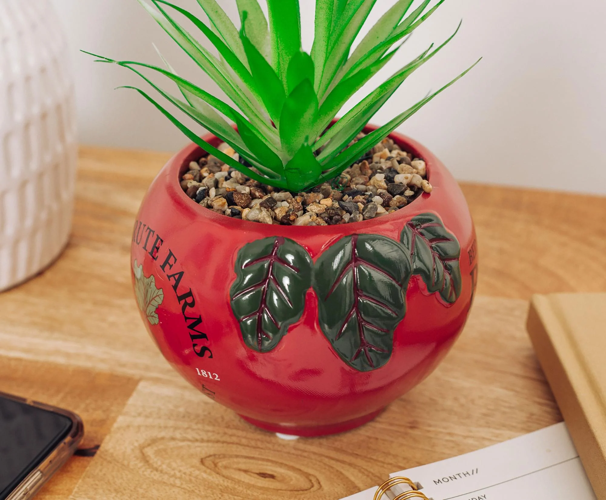 The Office Schrute Farms Rustic 8-Inch Planter With Artificial Succulent - Image 4