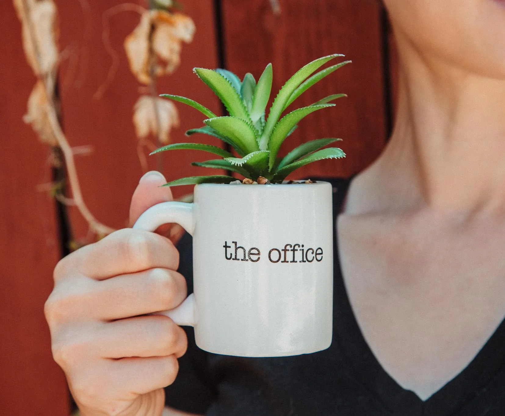 The Office "World's Best Boss" 3-Inch Ceramic Mini Planter With Artificial Succulent - Image 3