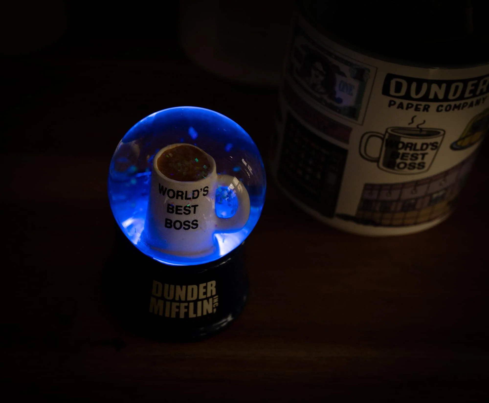 The Office "World's Best Boss" Mug 3-Inch Mini Light-Up Snow Globe - Image 7