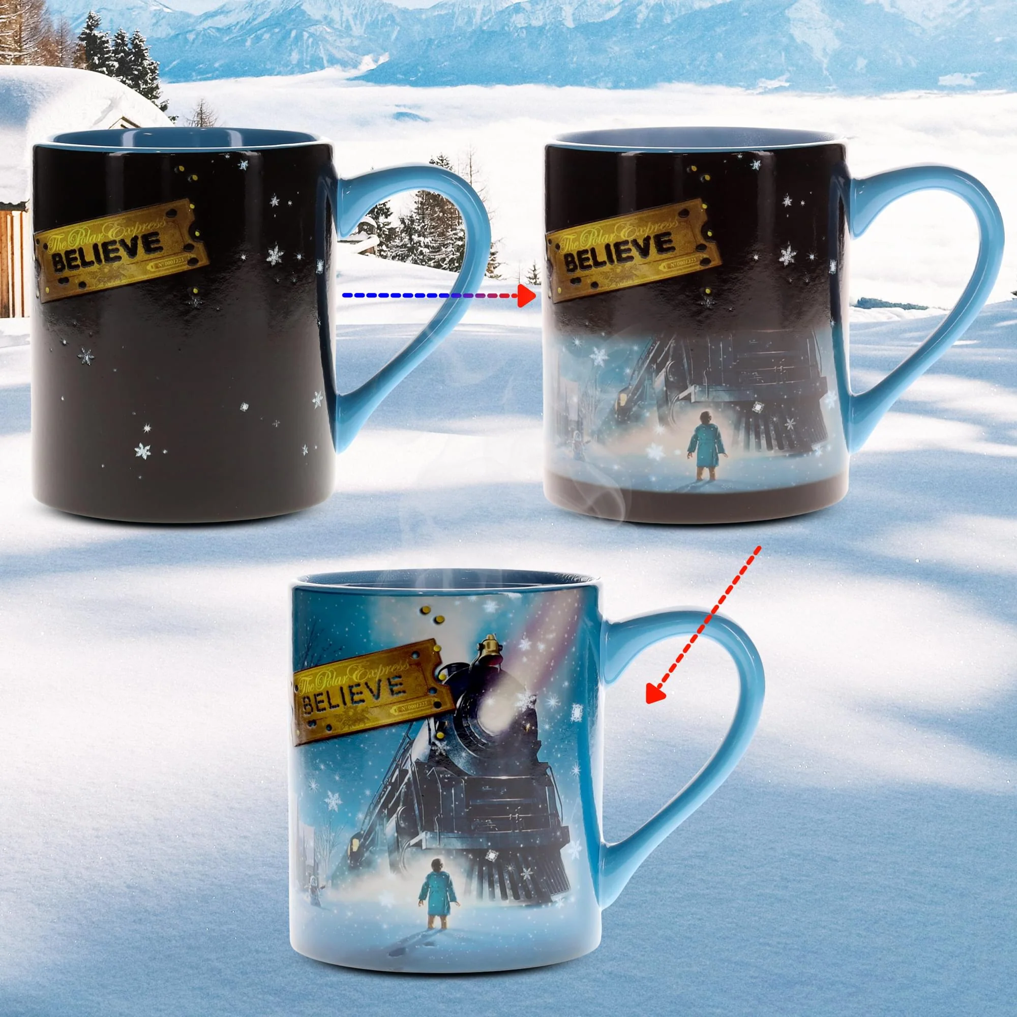 The Polar Express "Believe" Heat-Reveal Ceramic Mug | Holds 14 Ounces - Image 2