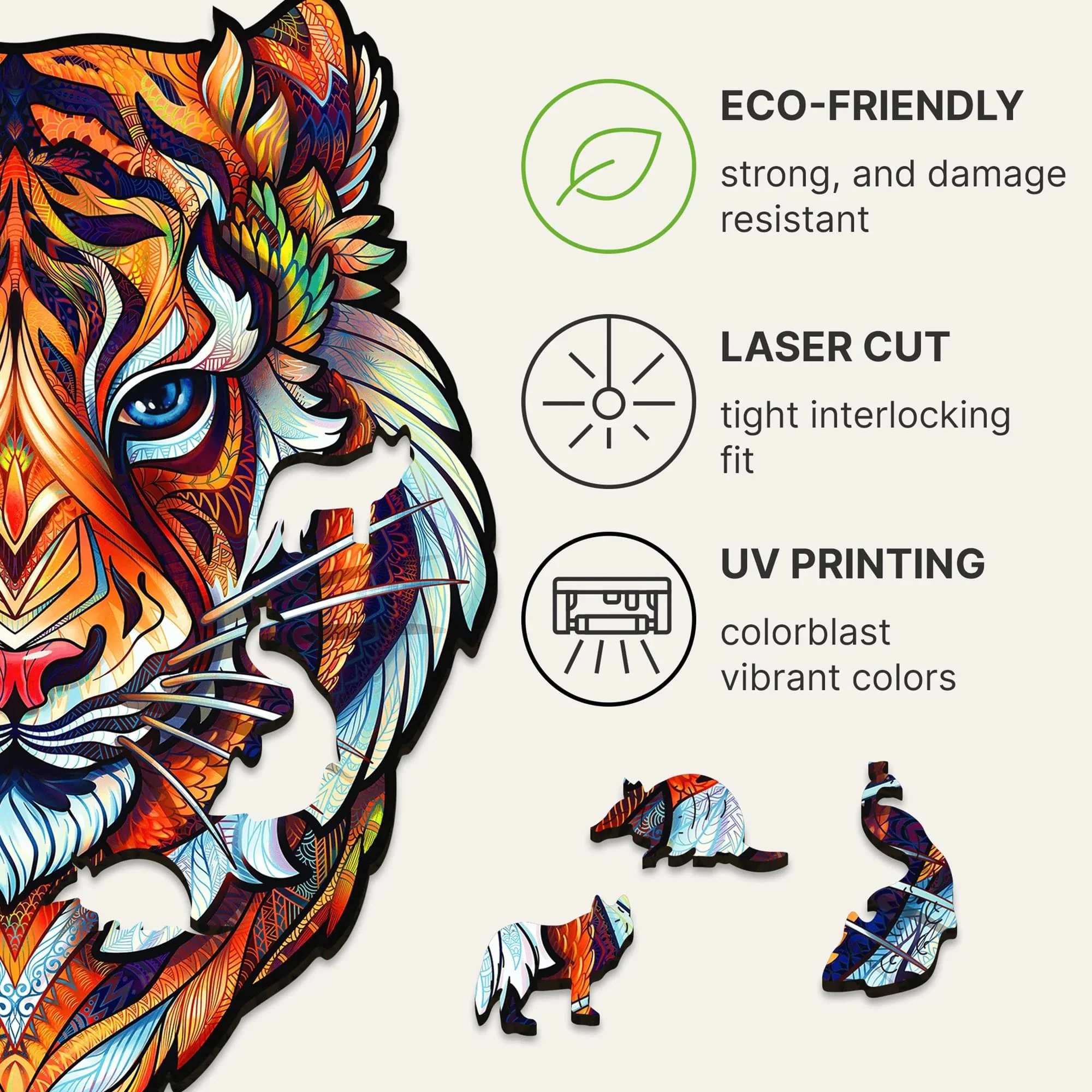 Tiger 181 Piece Shaped Wooden Jigsaw Puzzle - Image 6