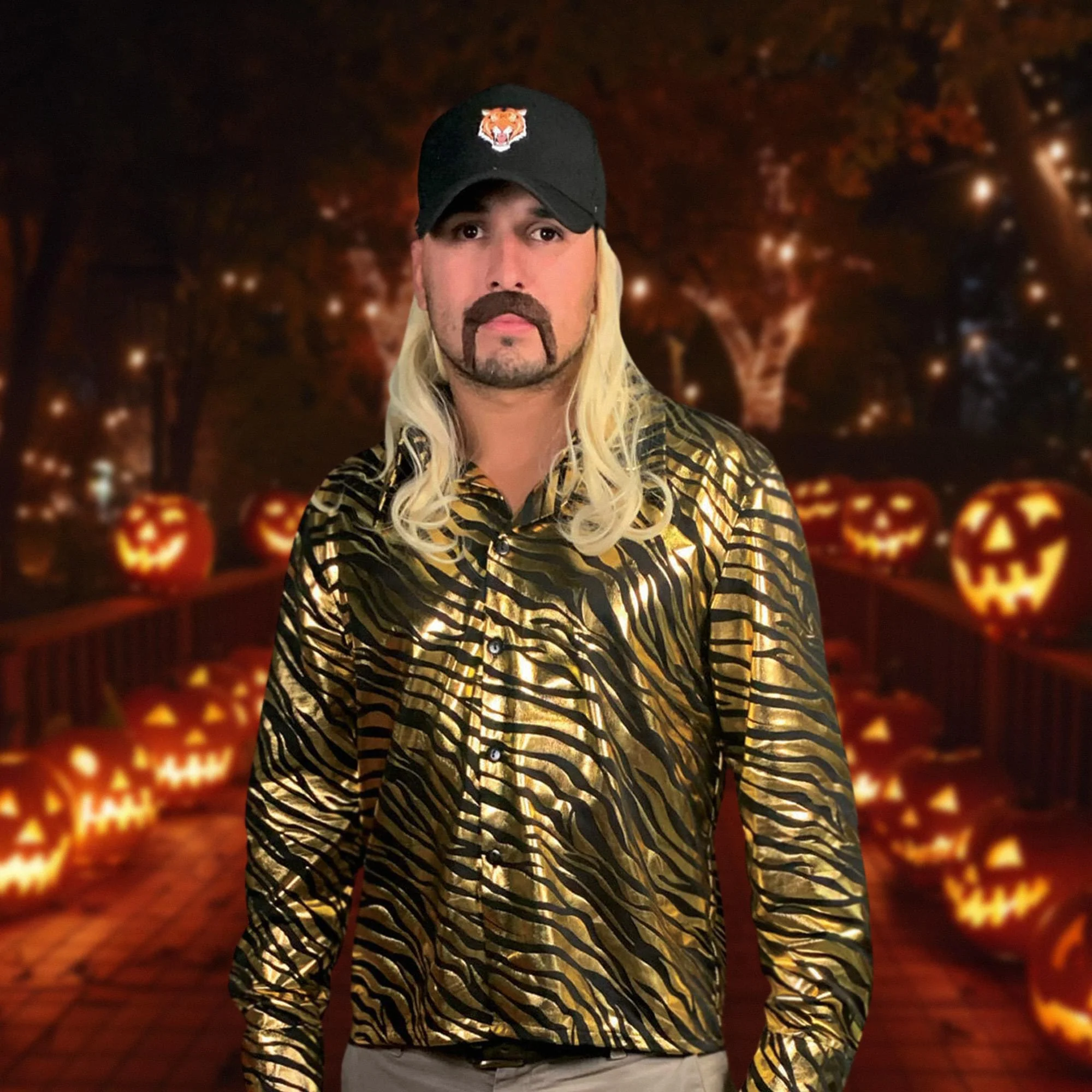 Tiger Trainer Hat w/ Attached Mullet Adult Costume Accessory One Size - Image 3