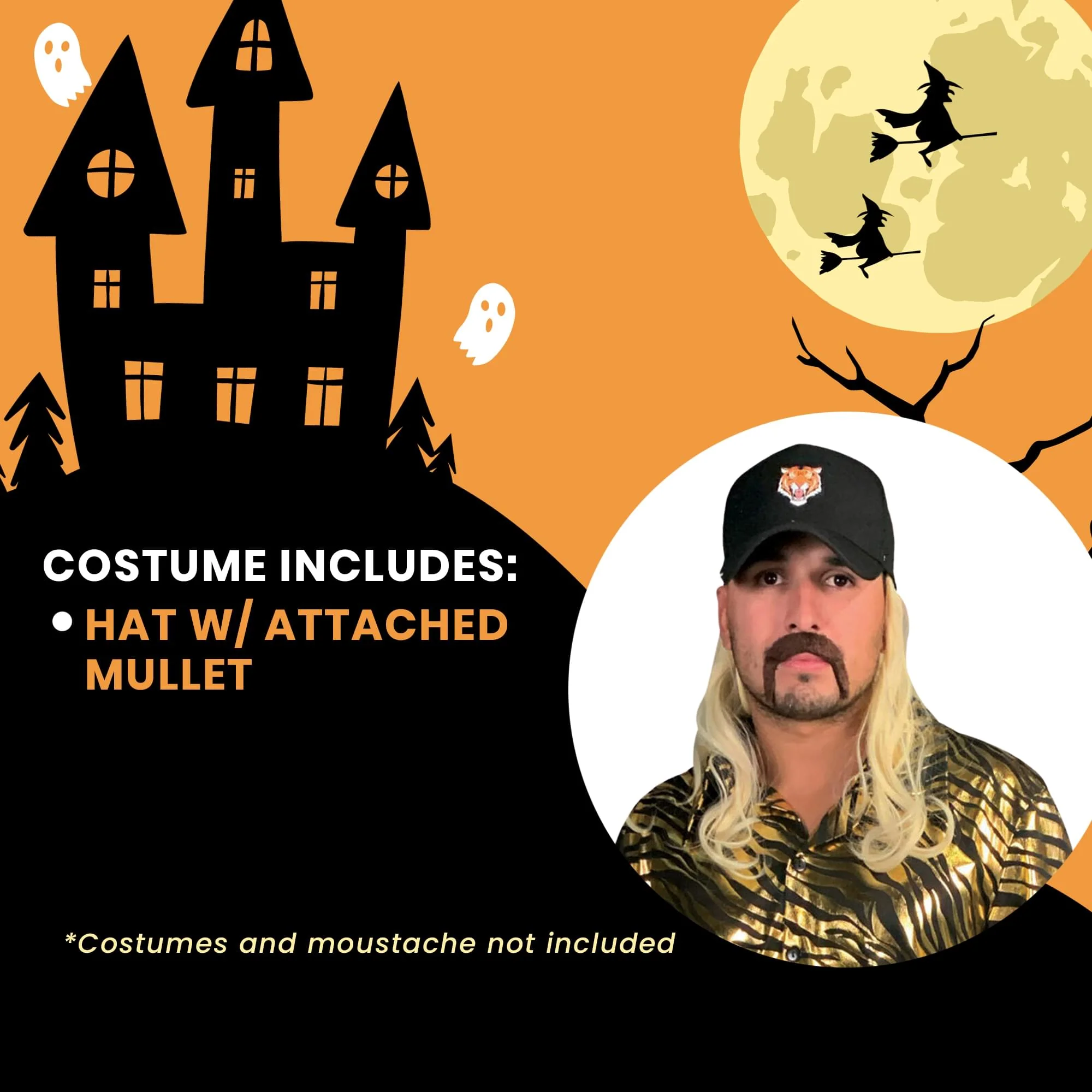 Tiger Trainer Hat w/ Attached Mullet Adult Costume Accessory One Size - Image 4