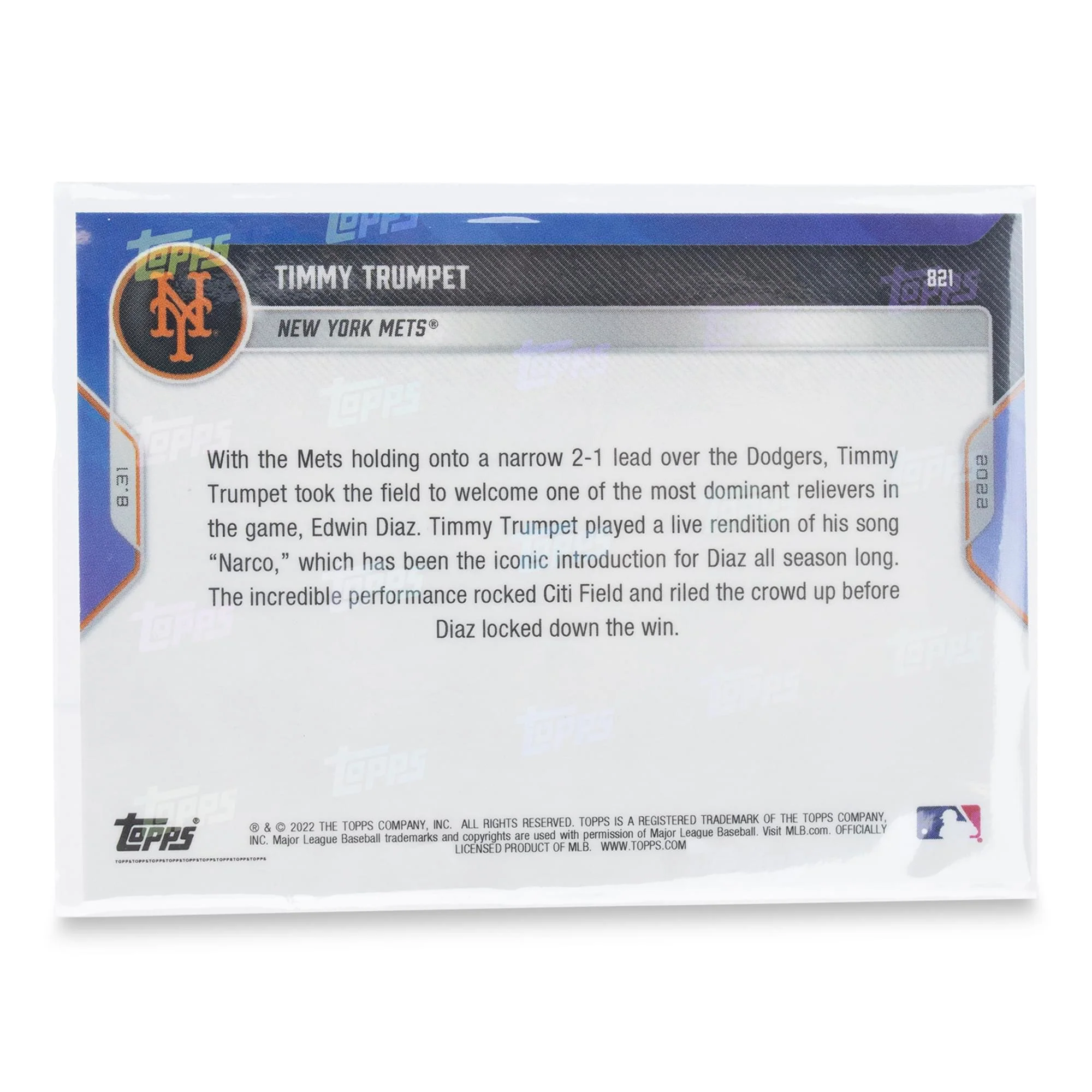 Timmy Trumpet - 2022 MLB TOPPS NOW® Card 821 - Image 4