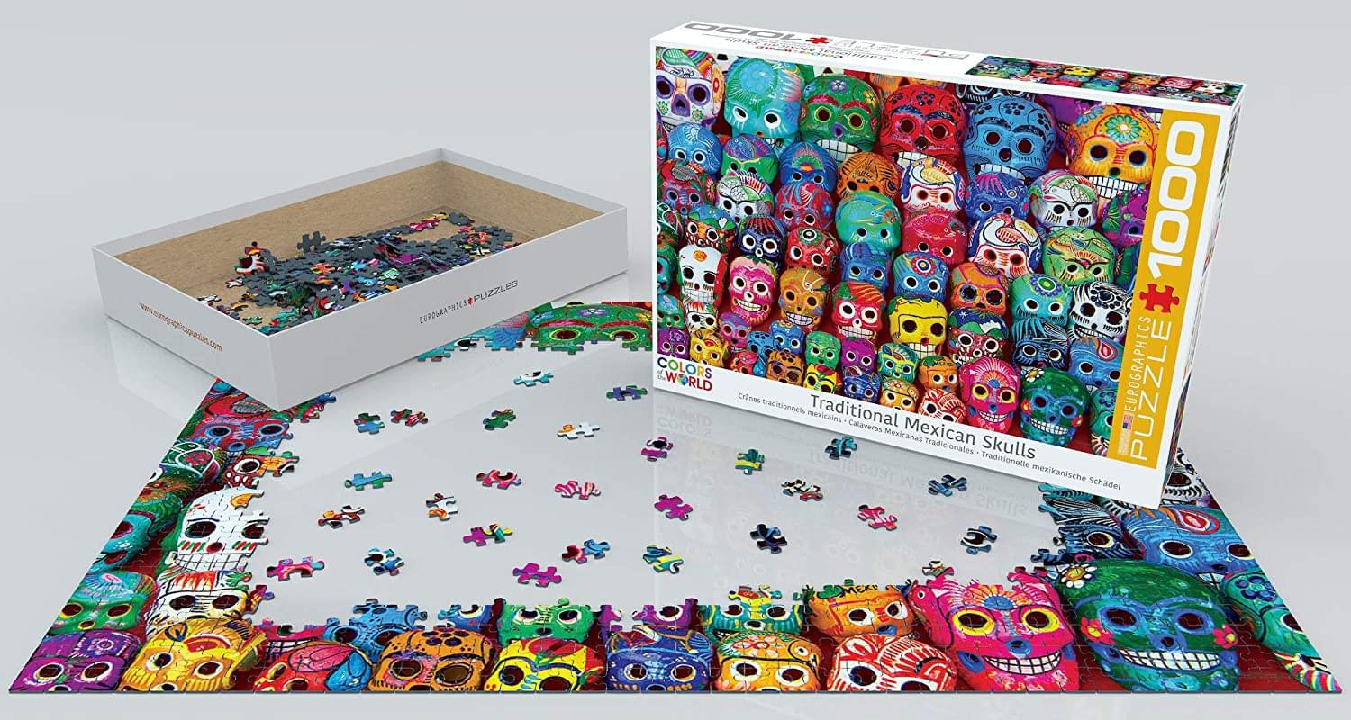 Traditional Mexican Skulls 1000 Piece Jigsaw Puzzle - Image 2