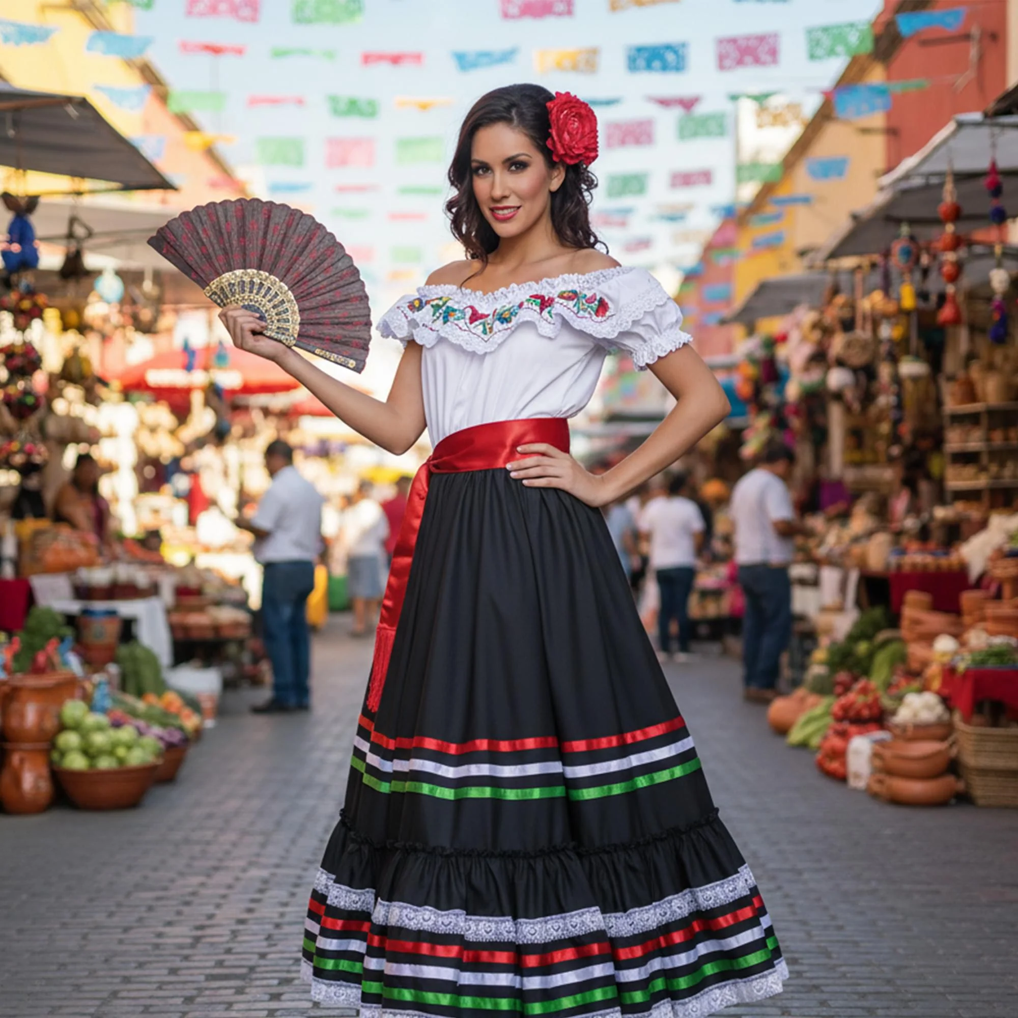 Traditional Mexican Woman Adult Costume - Image 4