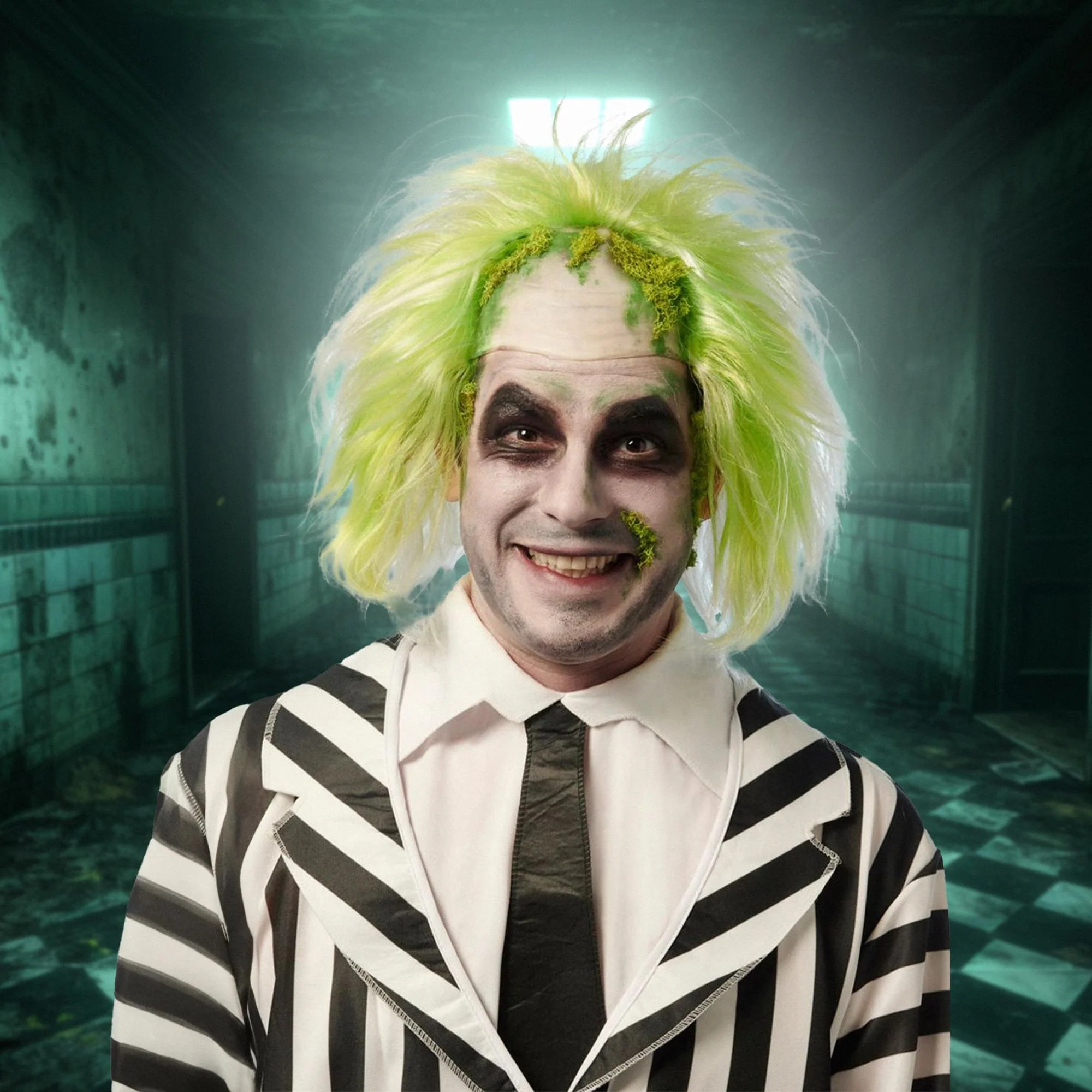Trickster White & Green Adult Costume Wig - Image 3