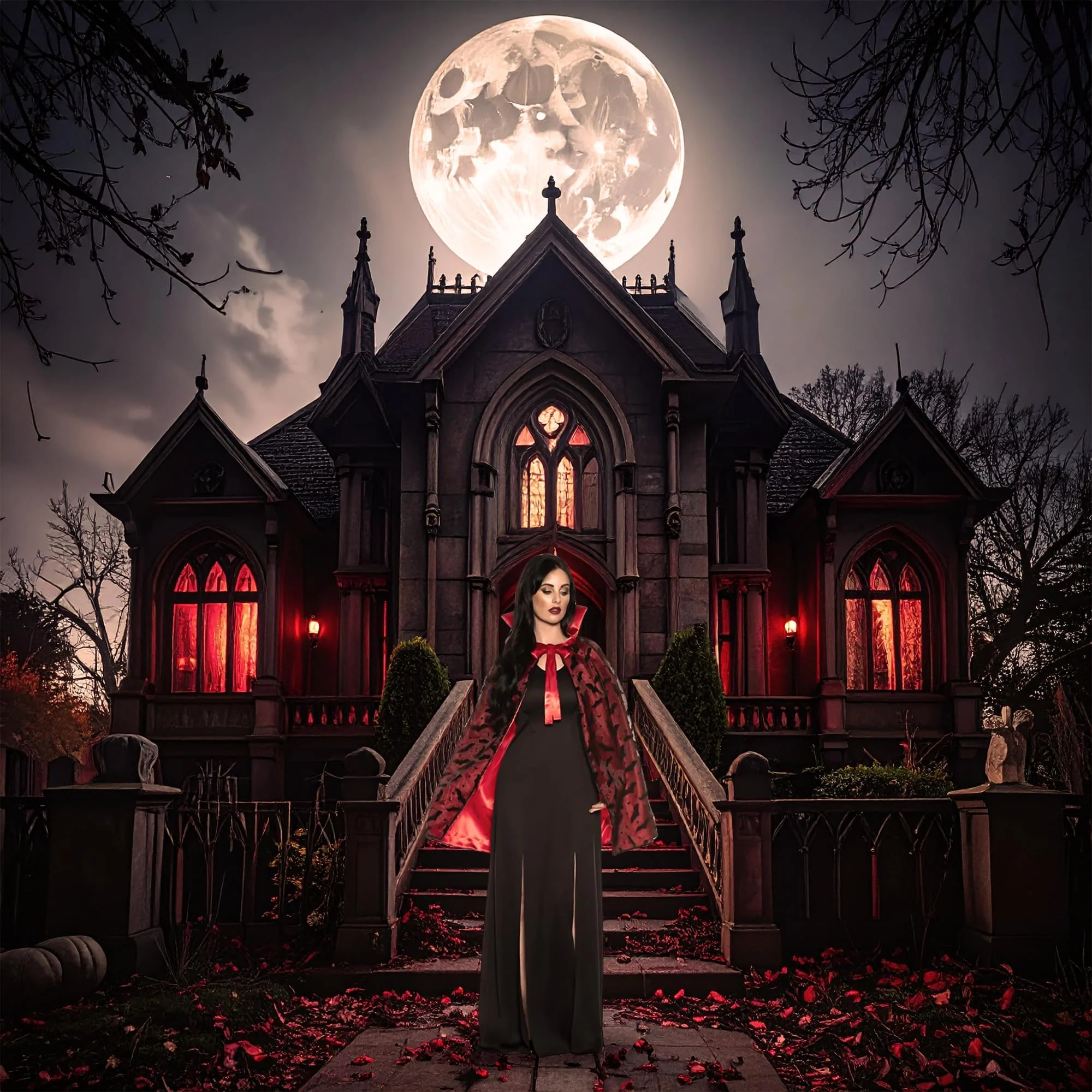 Vampire Adult Costume Mini Cape | Standard - Image 2