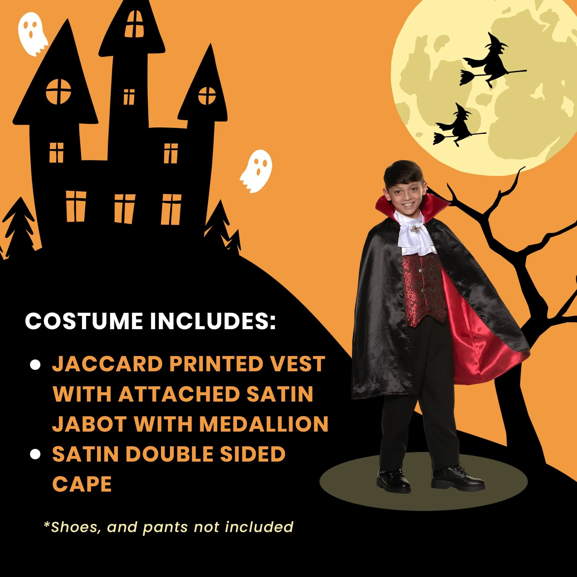 Vampire Vest & Cape Child Costume Set - Image 17