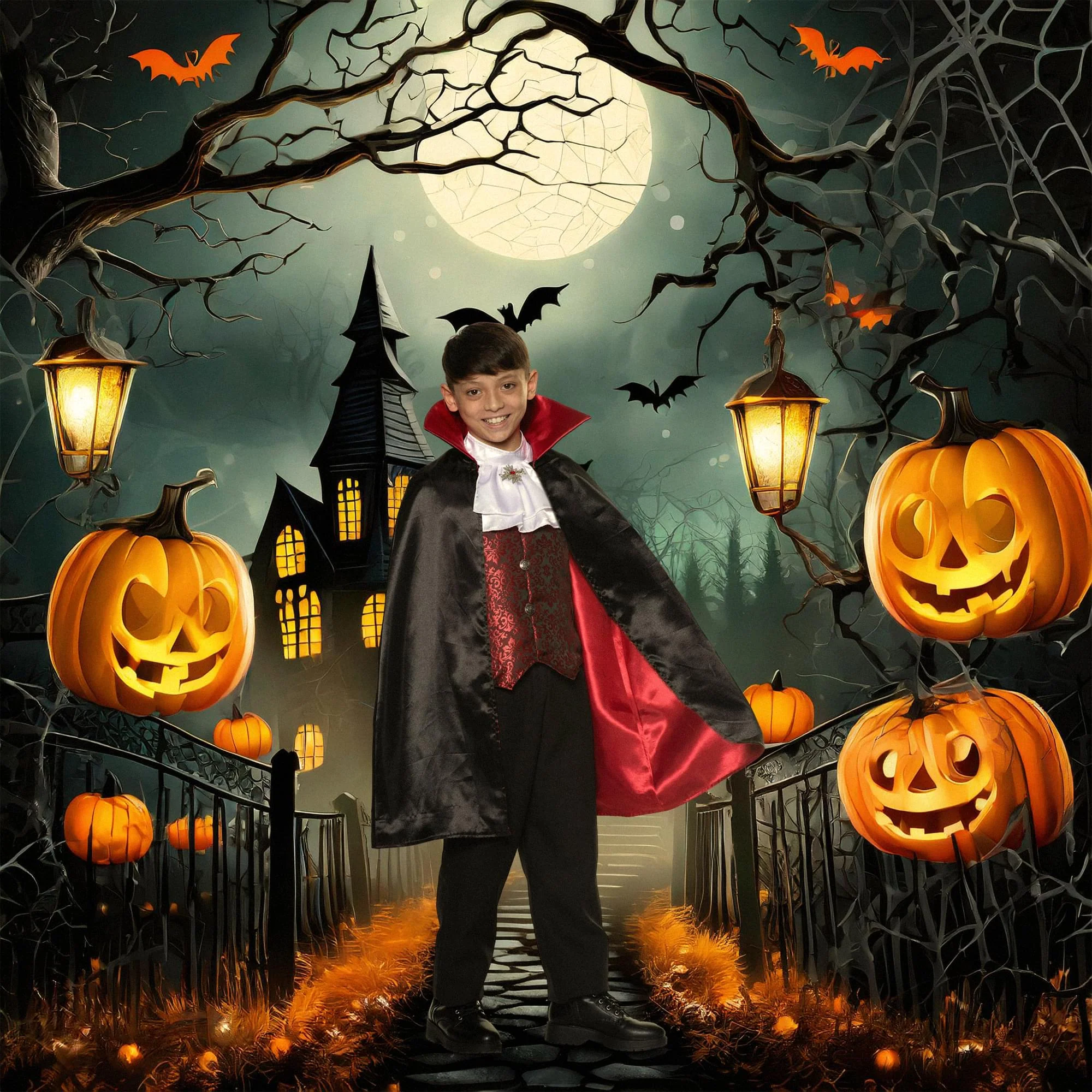Vampire Vest & Cape Child Costume Set - Image 3