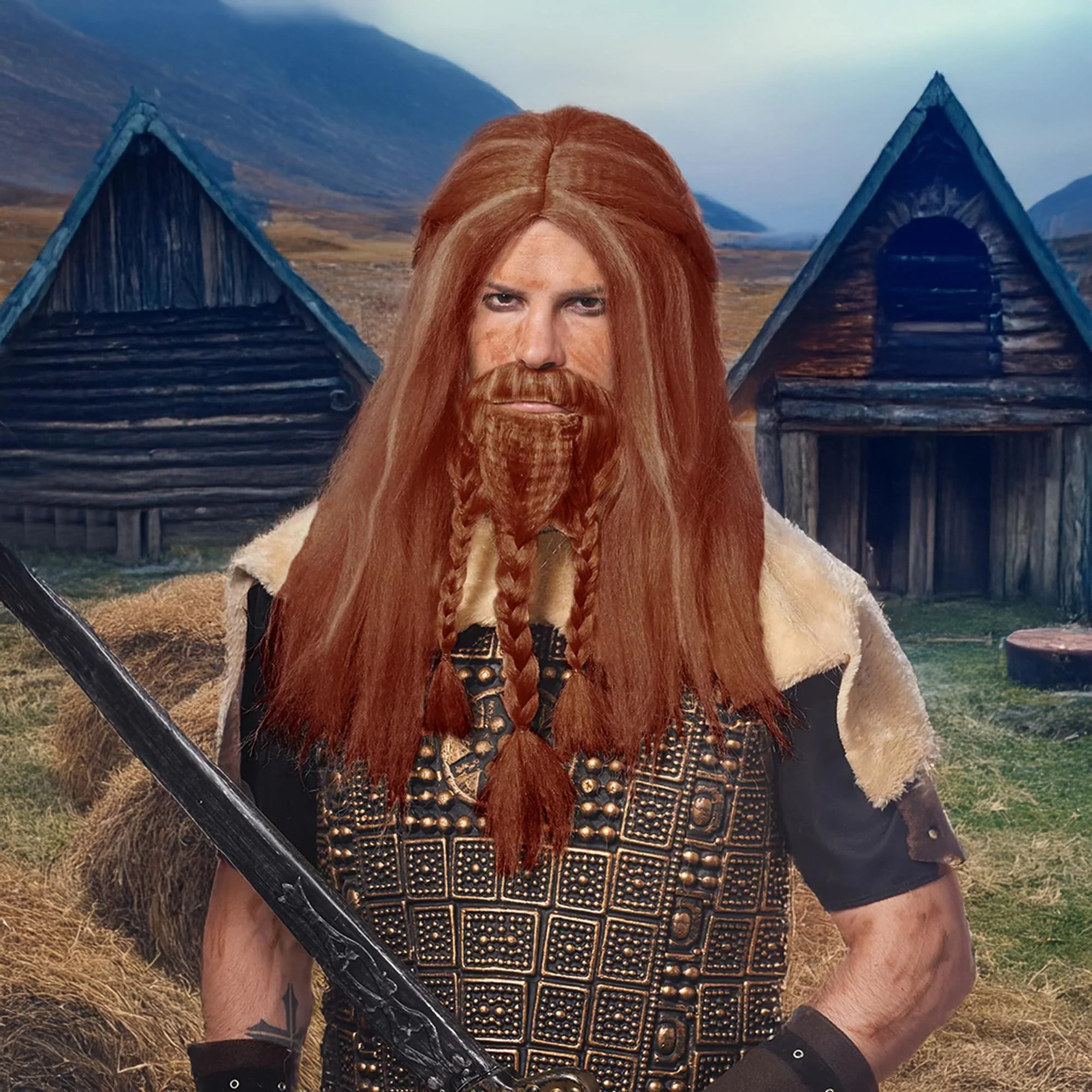 Viking Adult Costume Wig | Natural Red - Image 2