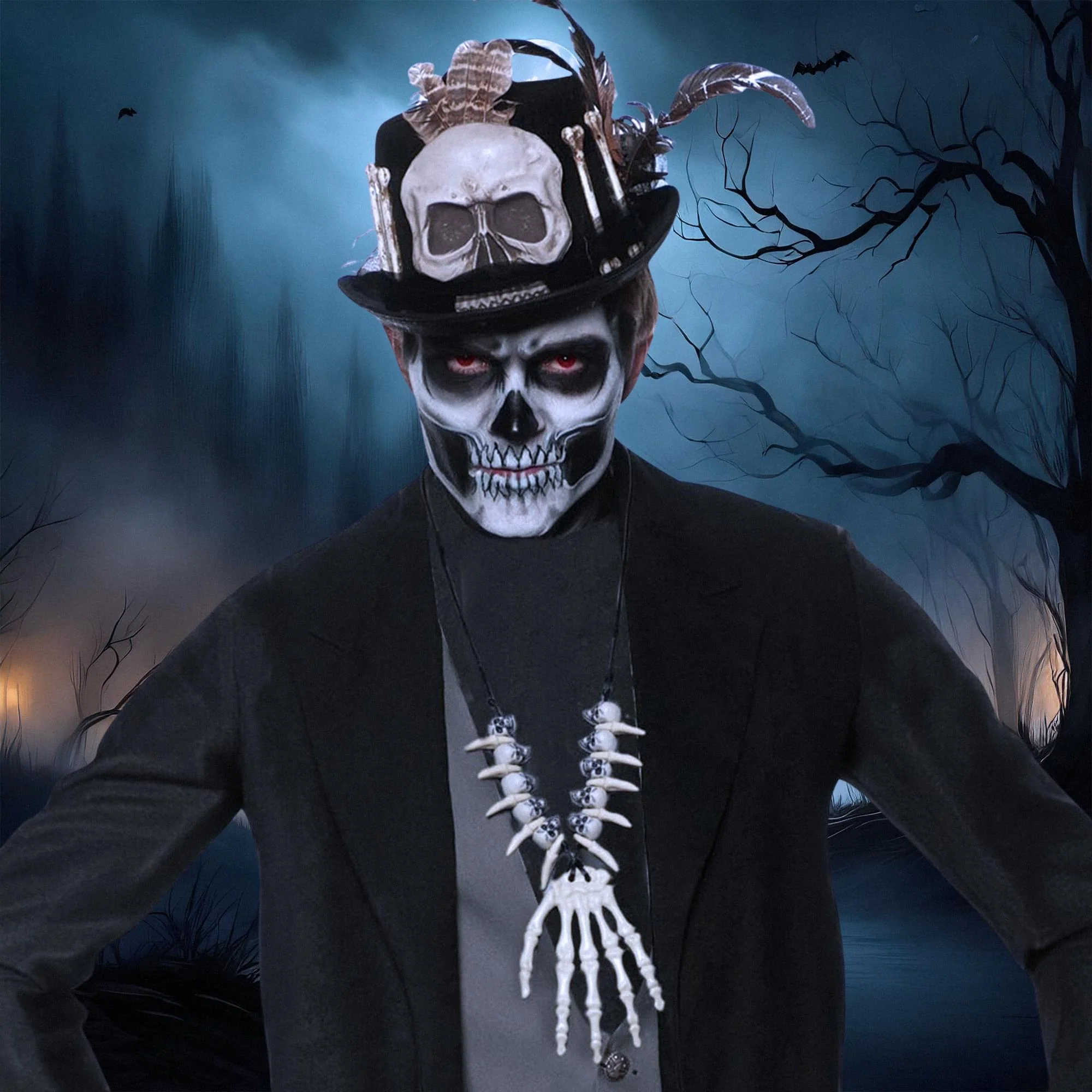 Voo Doo Skelton Hand Necklace Adult Costume Accessory - Image 3