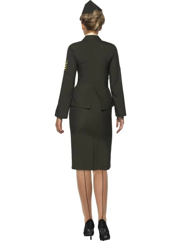 Wartime Officer Costume Uniform Dress Adult: Green - Image 2