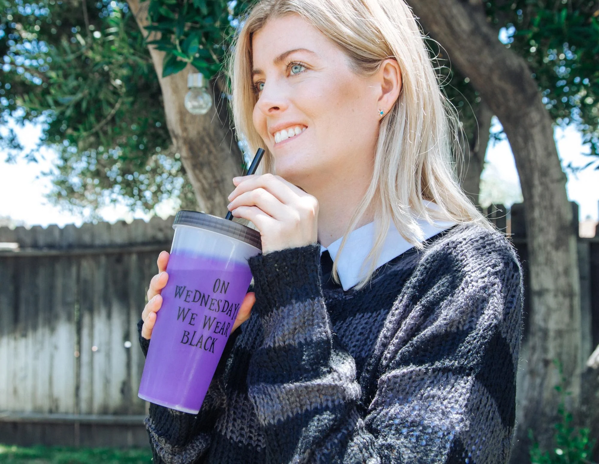 Wednesday "We Wear Black" Color-Changing Plastic Tumbler - Image 8