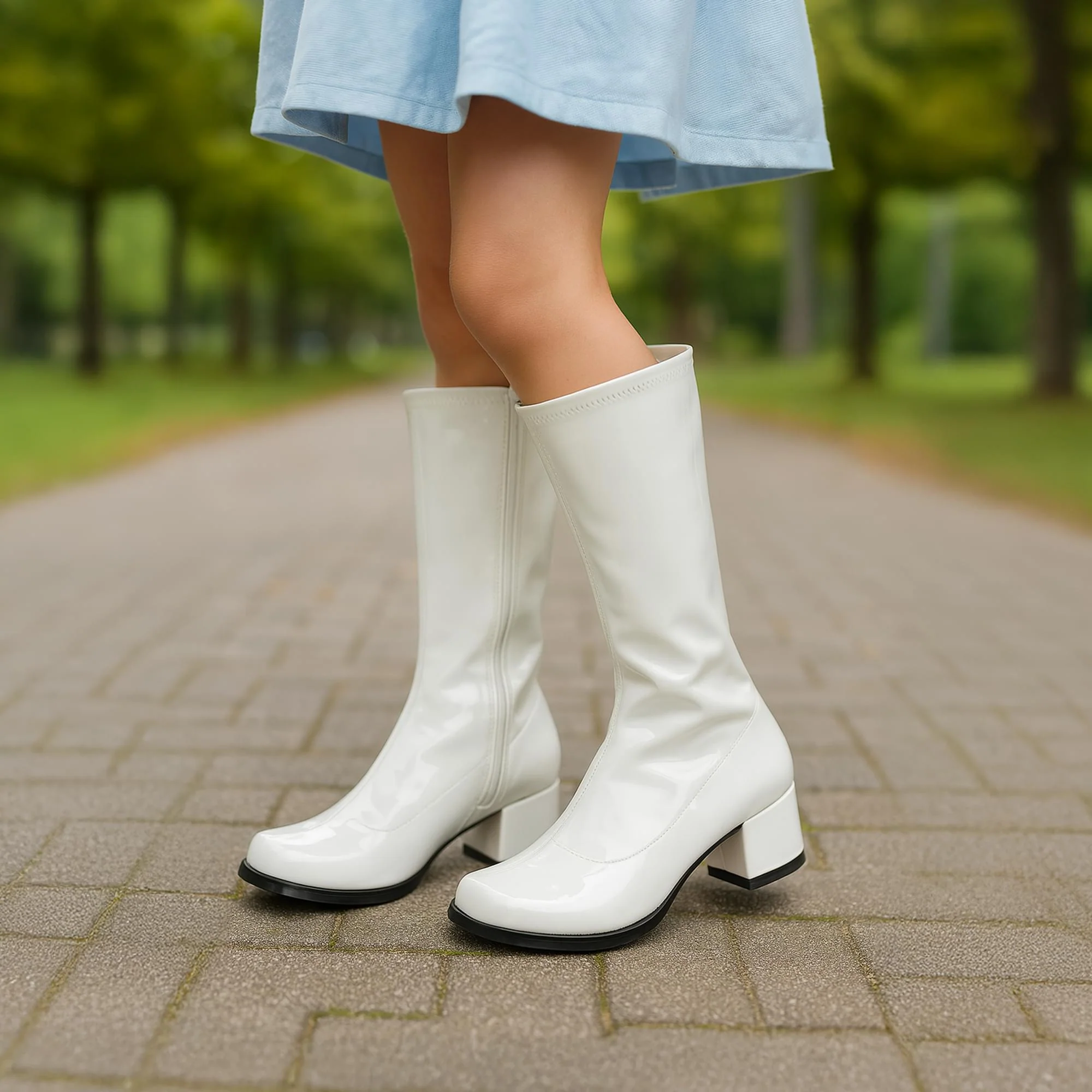 1.75" Heel Children's Gogo Boot White - Image 9
