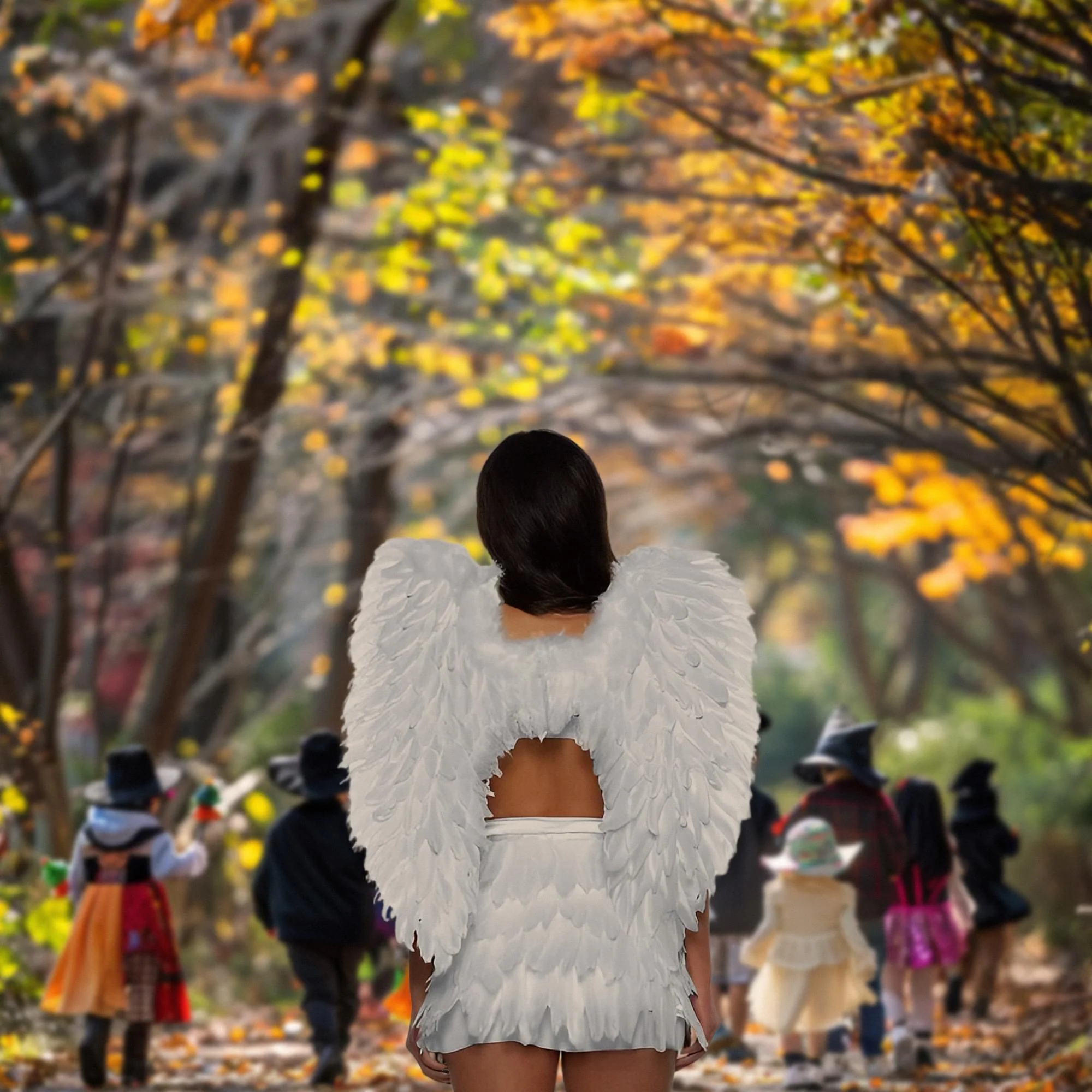 White Feather Wings Adult Costume Accessory - Image 2