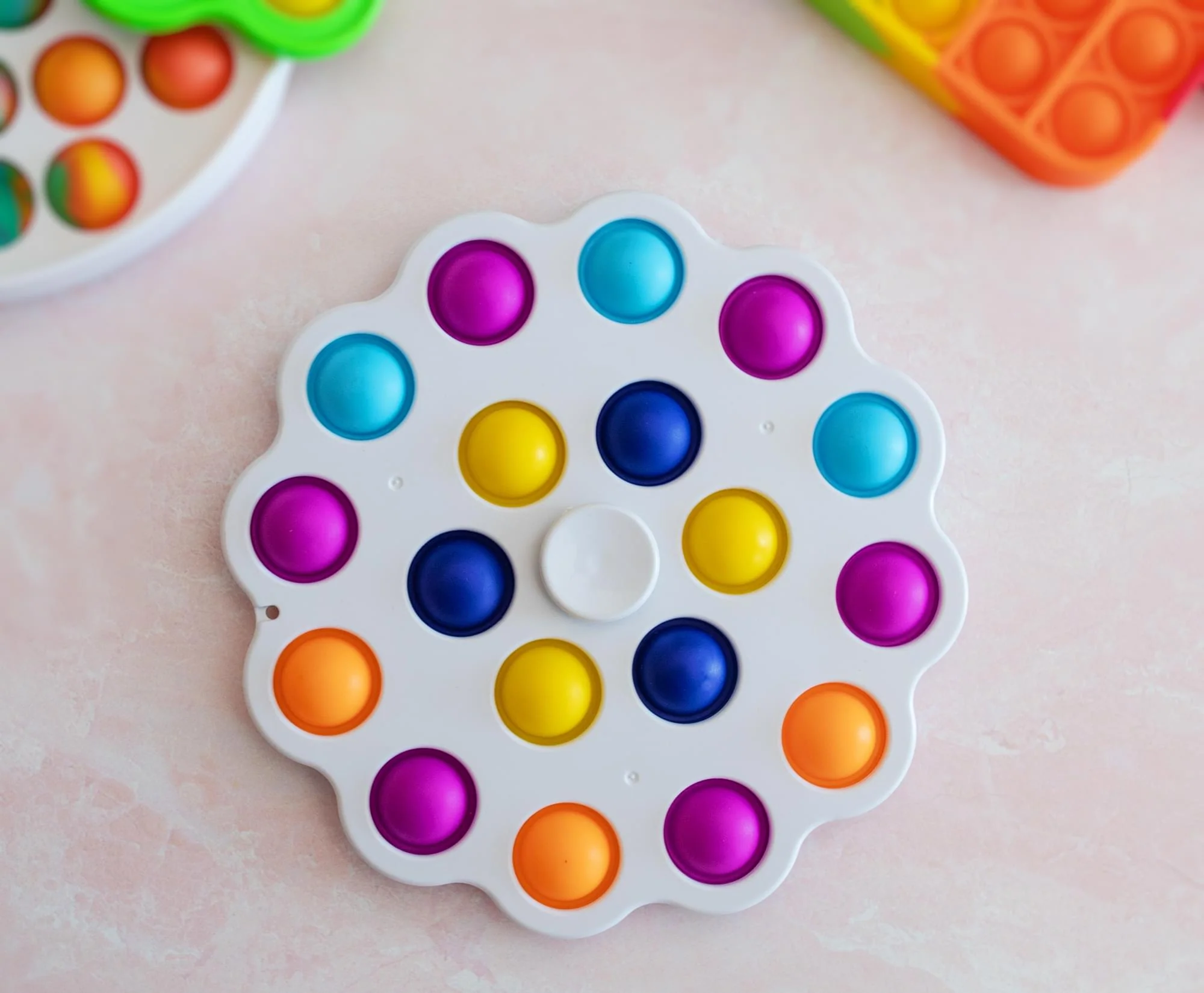 Pop Fidget Toy Spinner White 18-Button Bubble Popping Game - Image 2