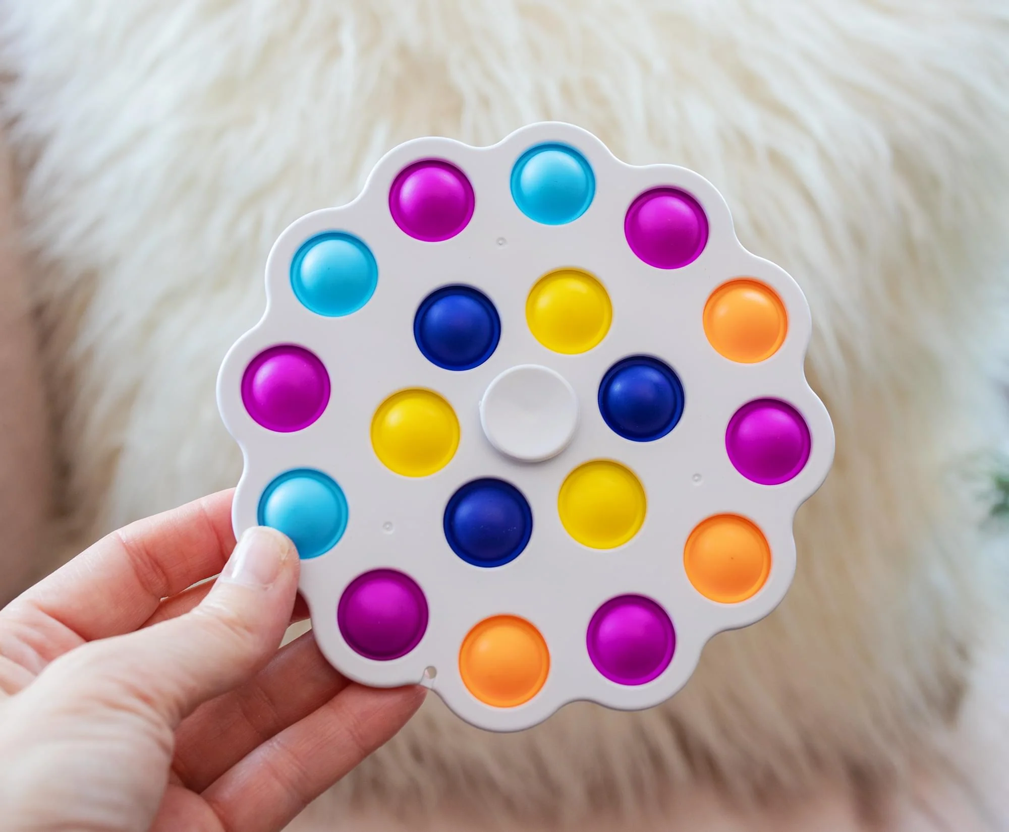 Pop Fidget Toy Spinner White 18-Button Bubble Popping Game - Image 3