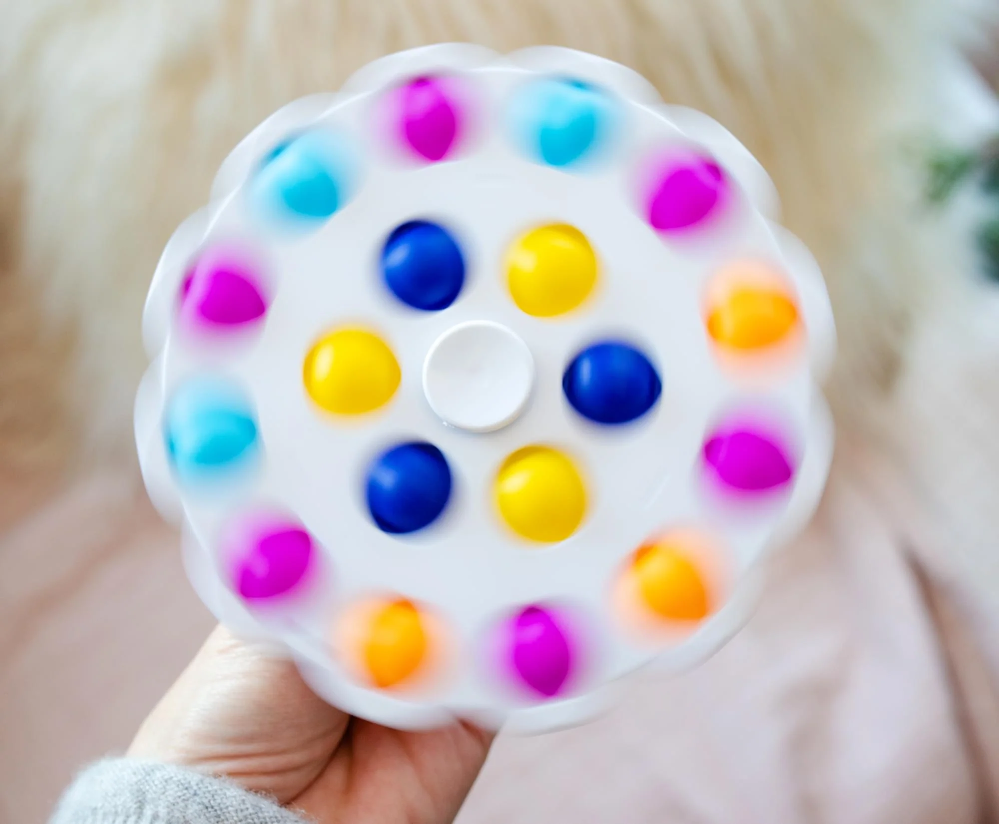 Pop Fidget Toy Spinner White 18-Button Bubble Popping Game - Image 4