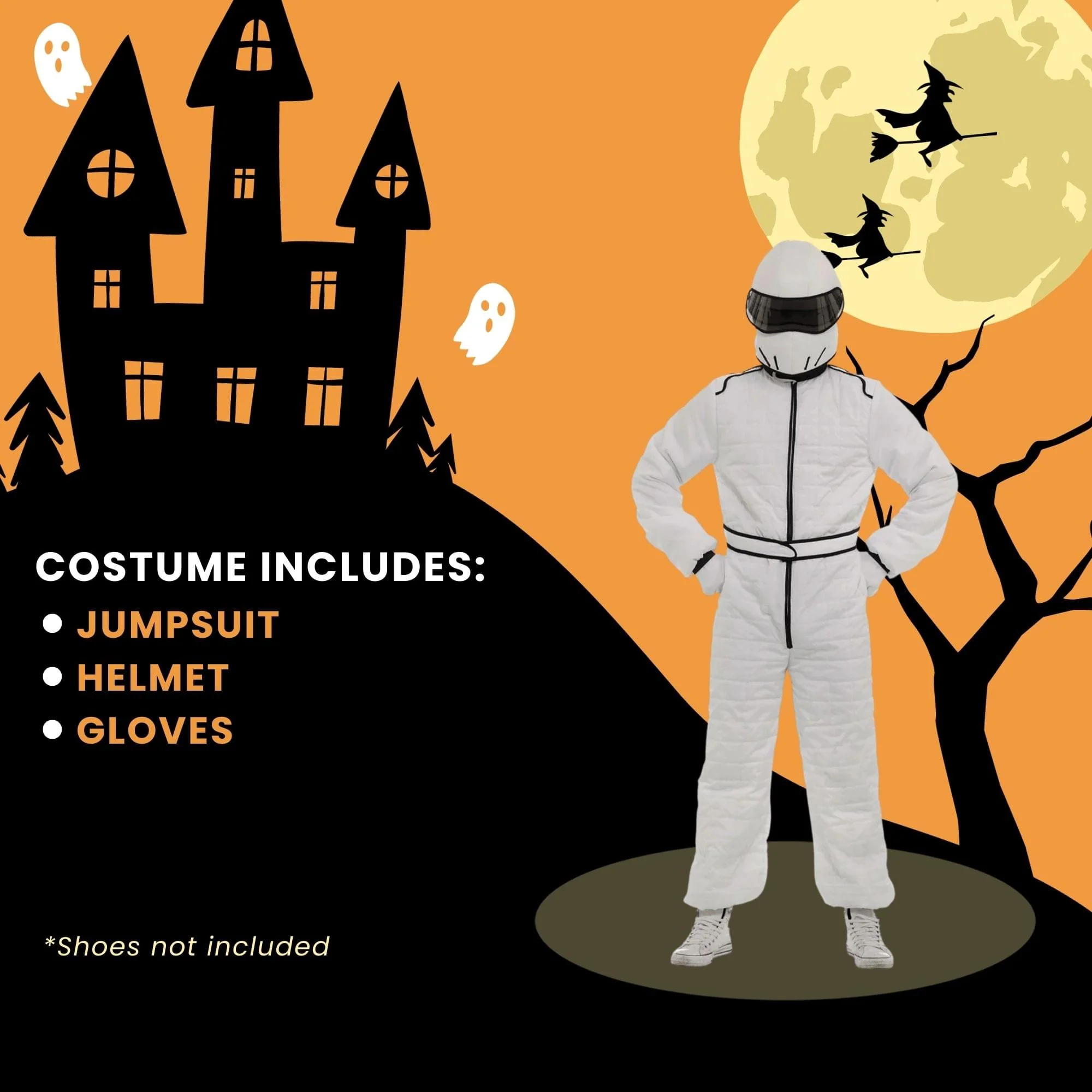 White Racing Suit and Helmet Adult Costume - Image 19