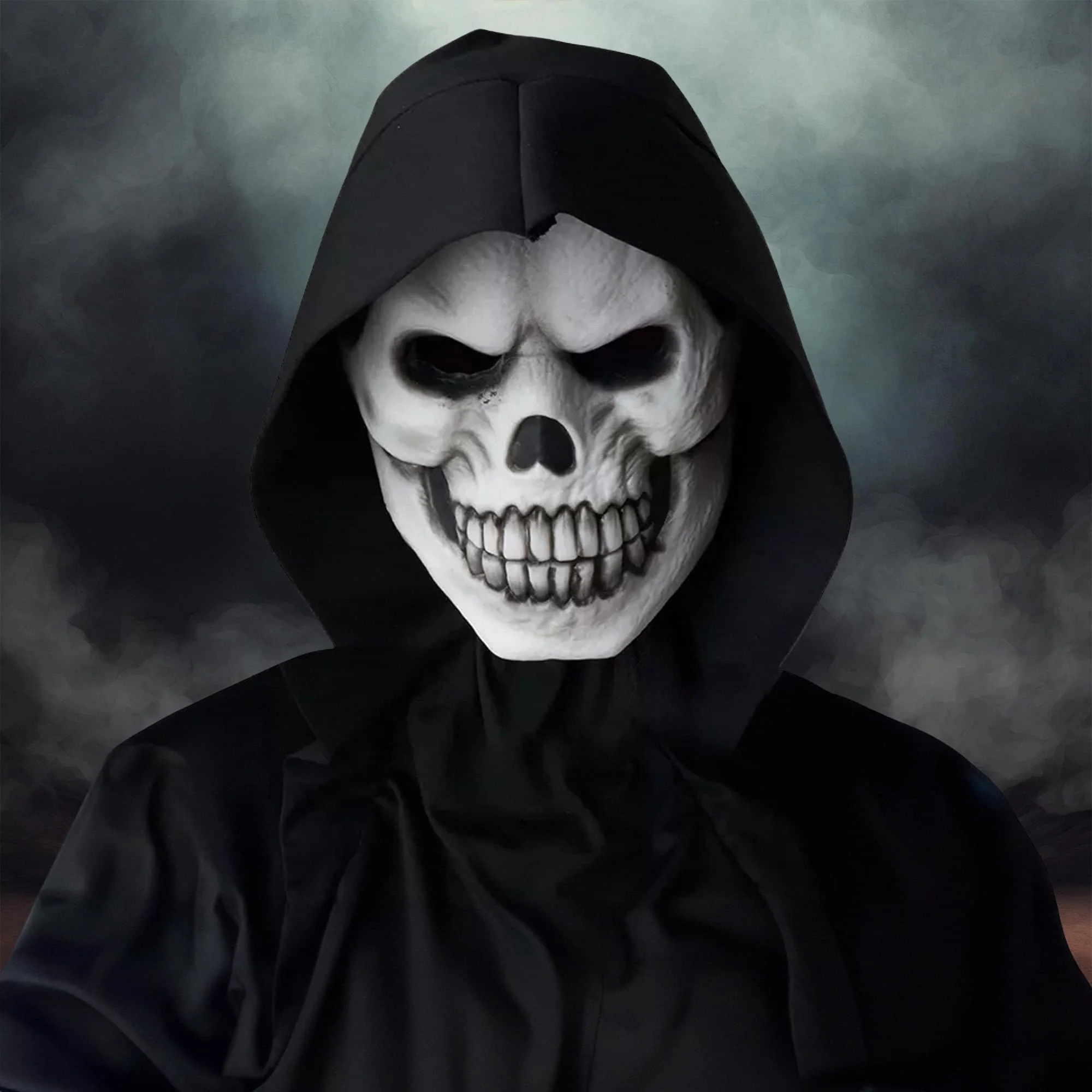 White Skull Light-Up Adult Costume Mask - Image 3