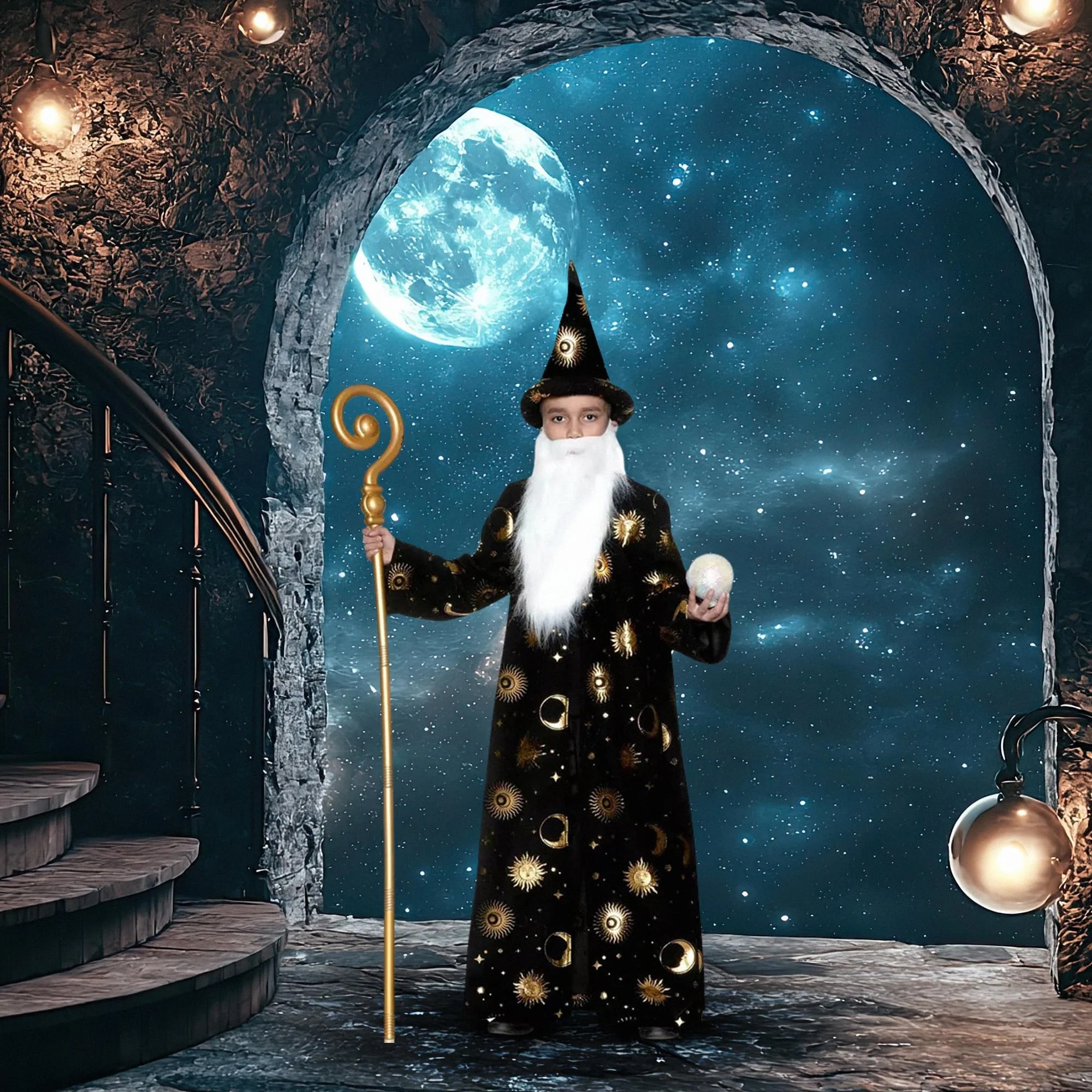 Wizard Robe- Black Ā Children'sĀ Costume - Image 3