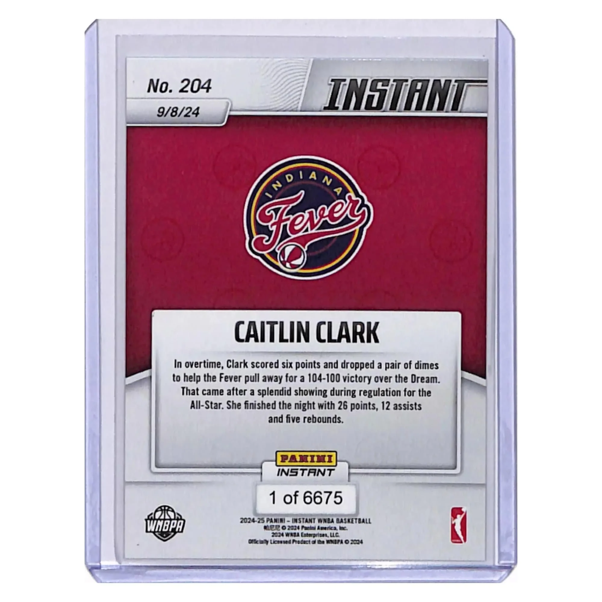WNBA 2024 Panini Instant Base Card | #204 Caitlin Clark - Image 2