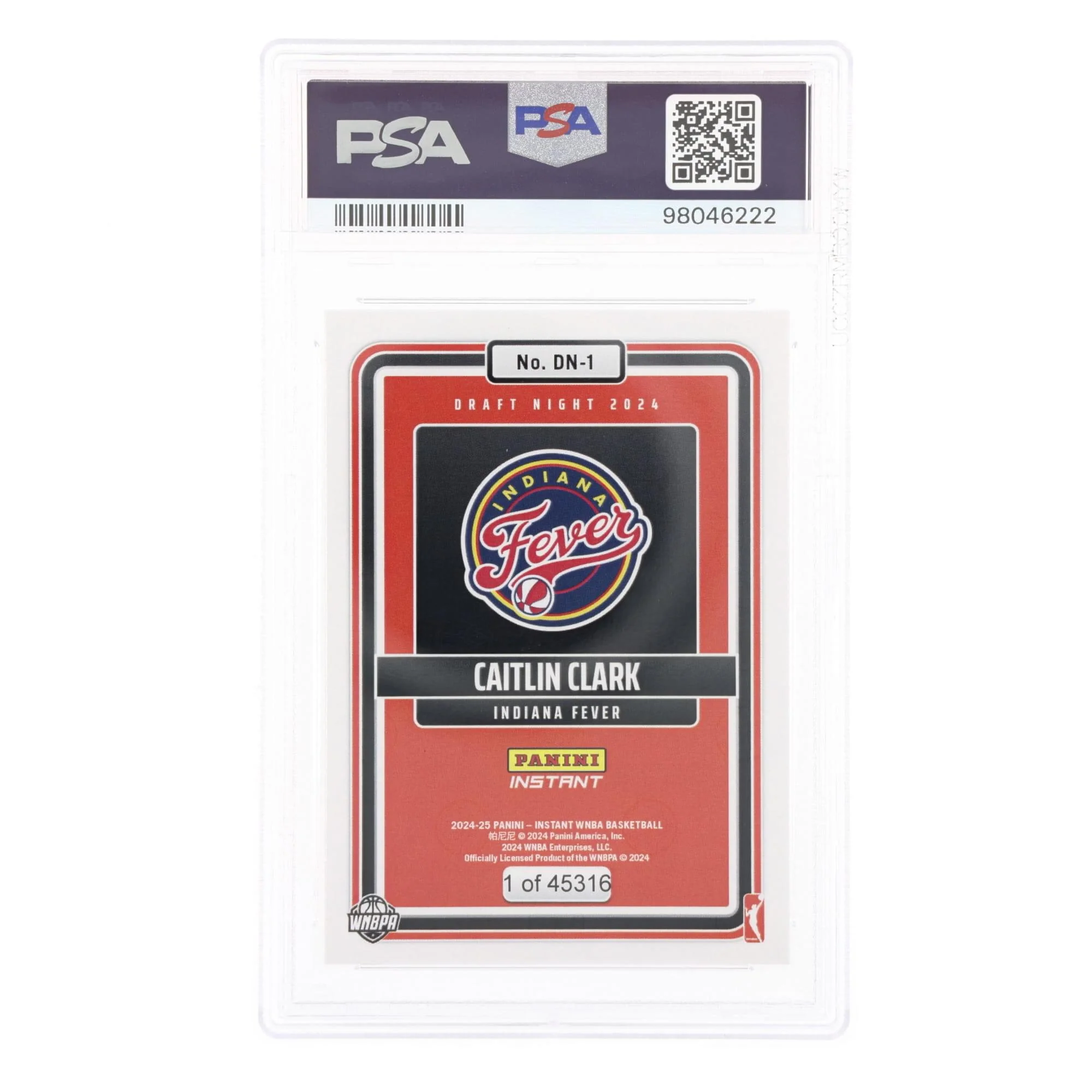 WNBA 2024 Panini Instant Caitlin Clark Draft Night #DN1 Rookie Card | PSA 10 - Image 2