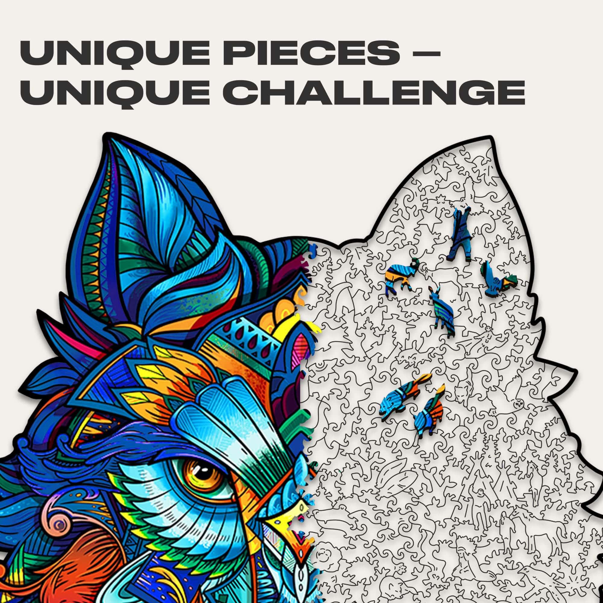 Wolf 185 Piece Shaped Wooden Jigsaw Puzzle - Image 2