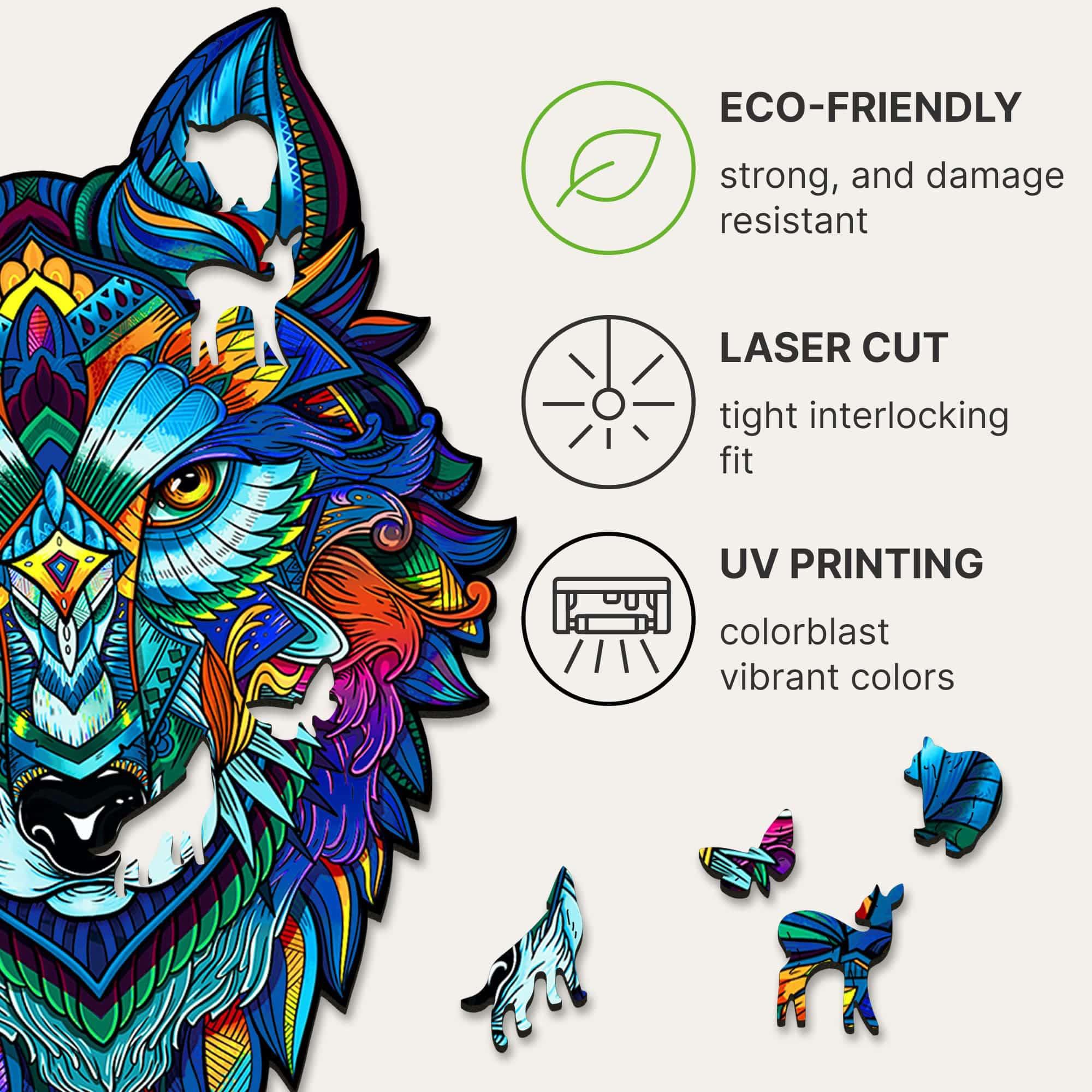 Wolf 185 Piece Shaped Wooden Jigsaw Puzzle - Image 6