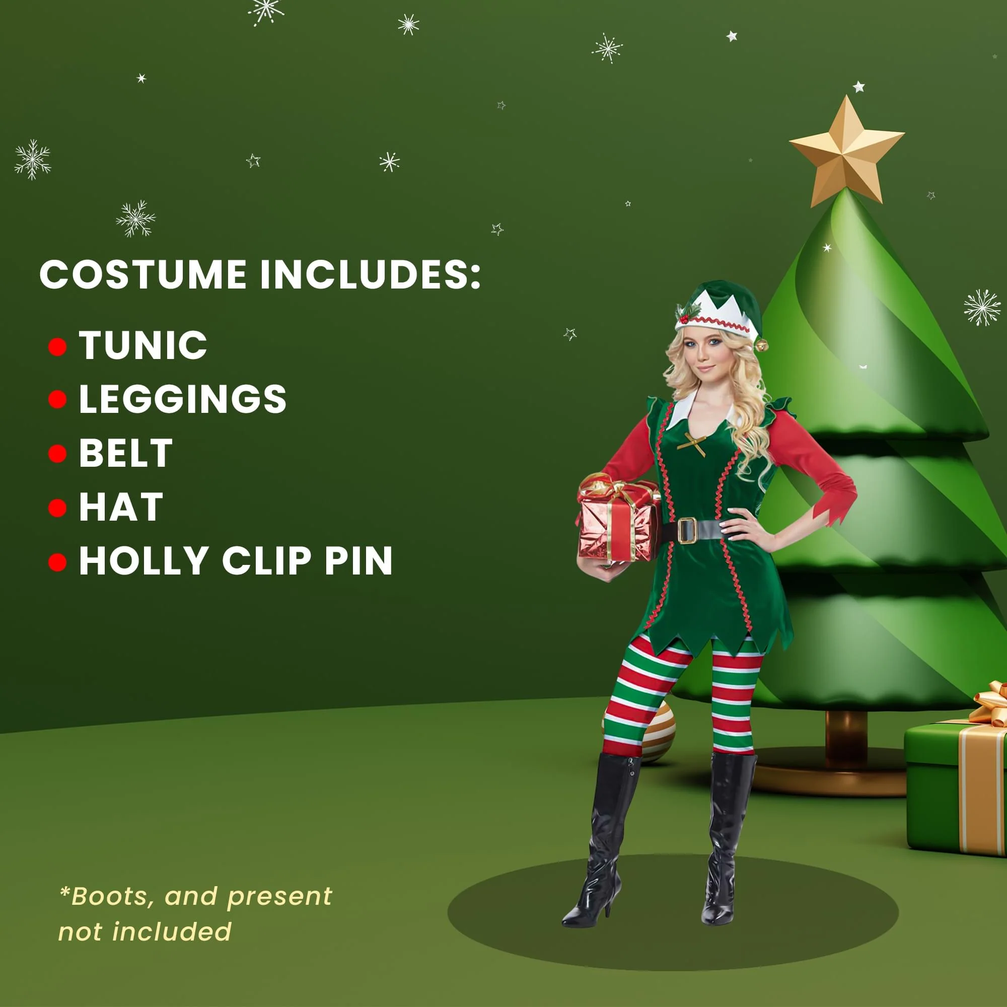 Womens Festive Elf Costume - Image 18