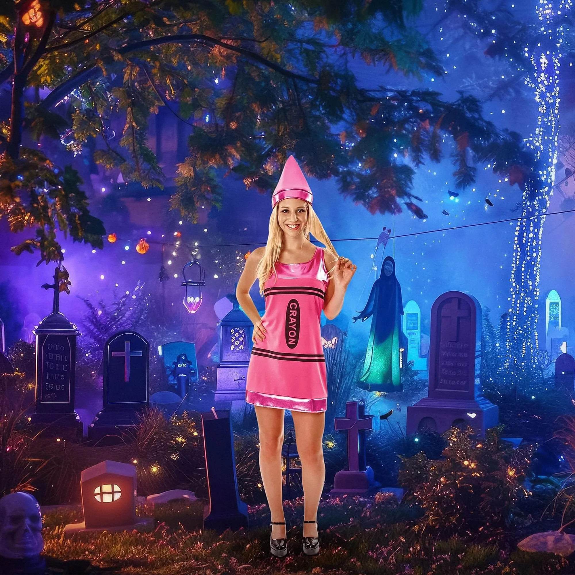 Women's Pink Crayon Costume Dress - Image 14